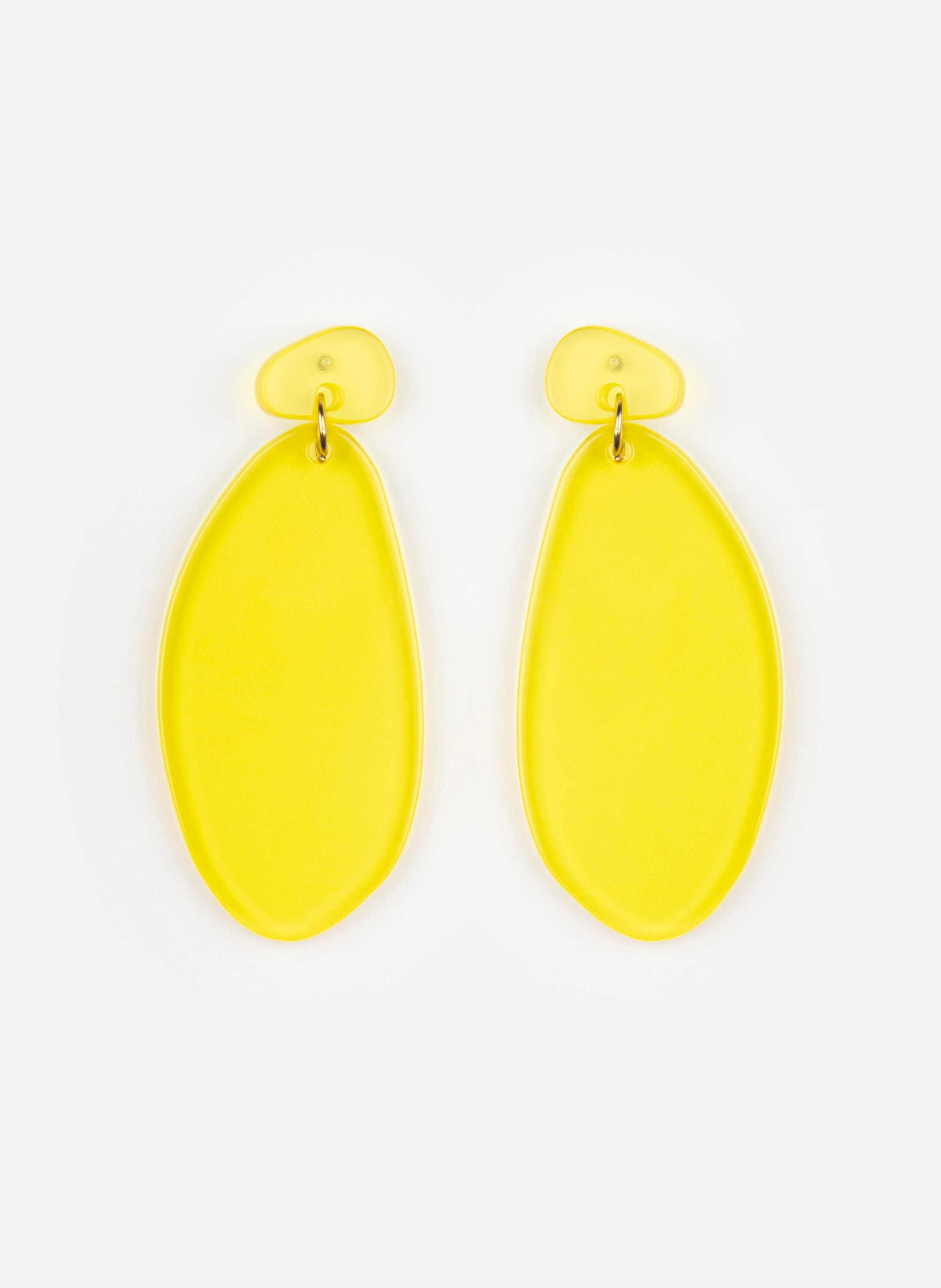 Boucles d'oreille ové en acétate de cellulose KURAGE GINZA Jaune