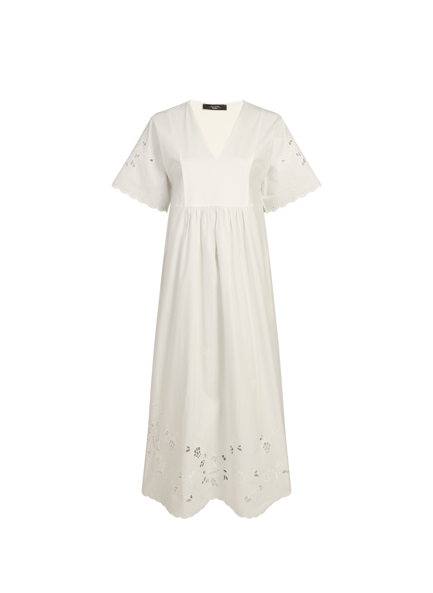 Cotton V-neck dress with embroidery details MAX MARA WEEK END White