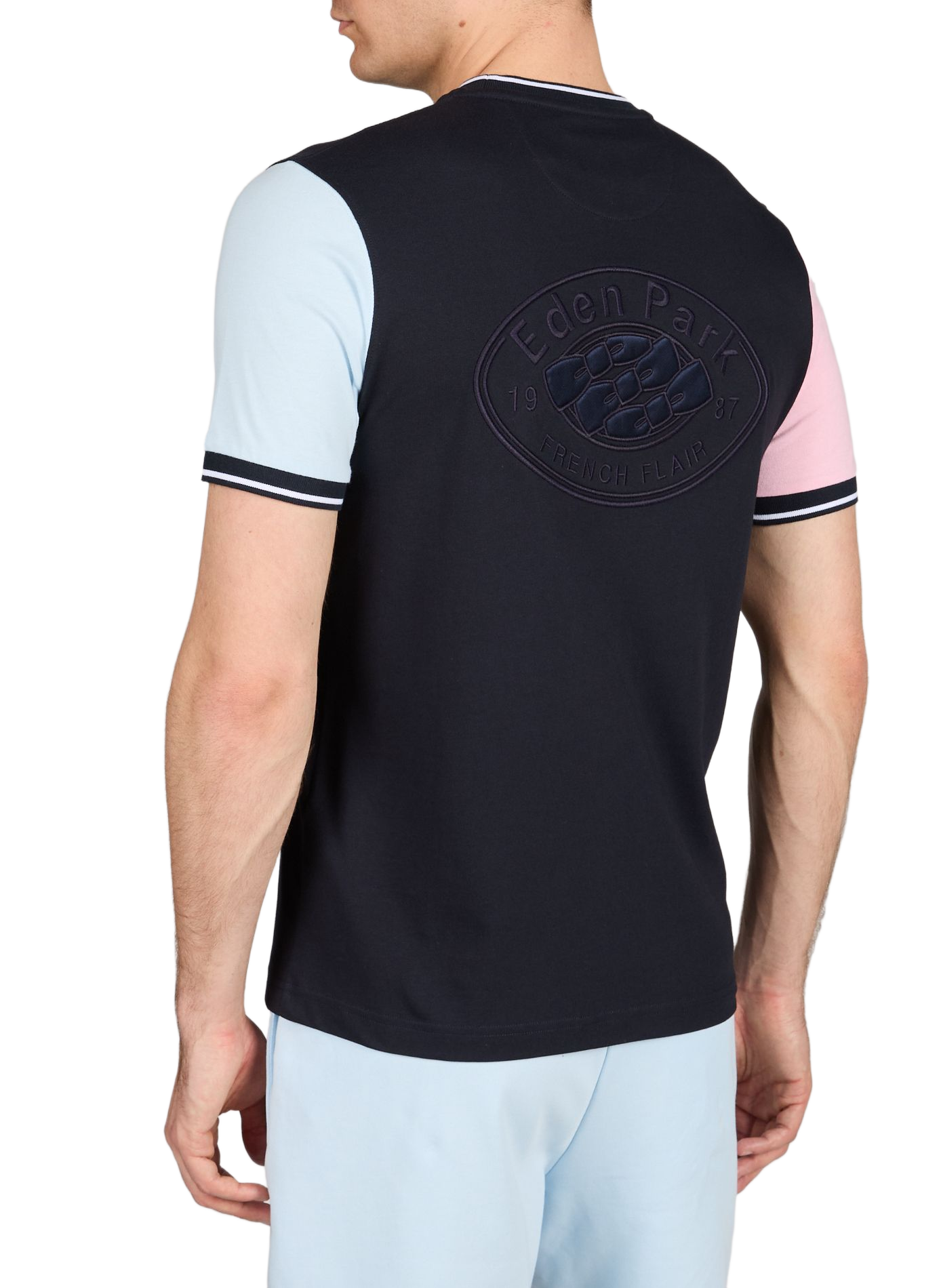 Embroidered cotton T-shirt EDEN PARK Blue