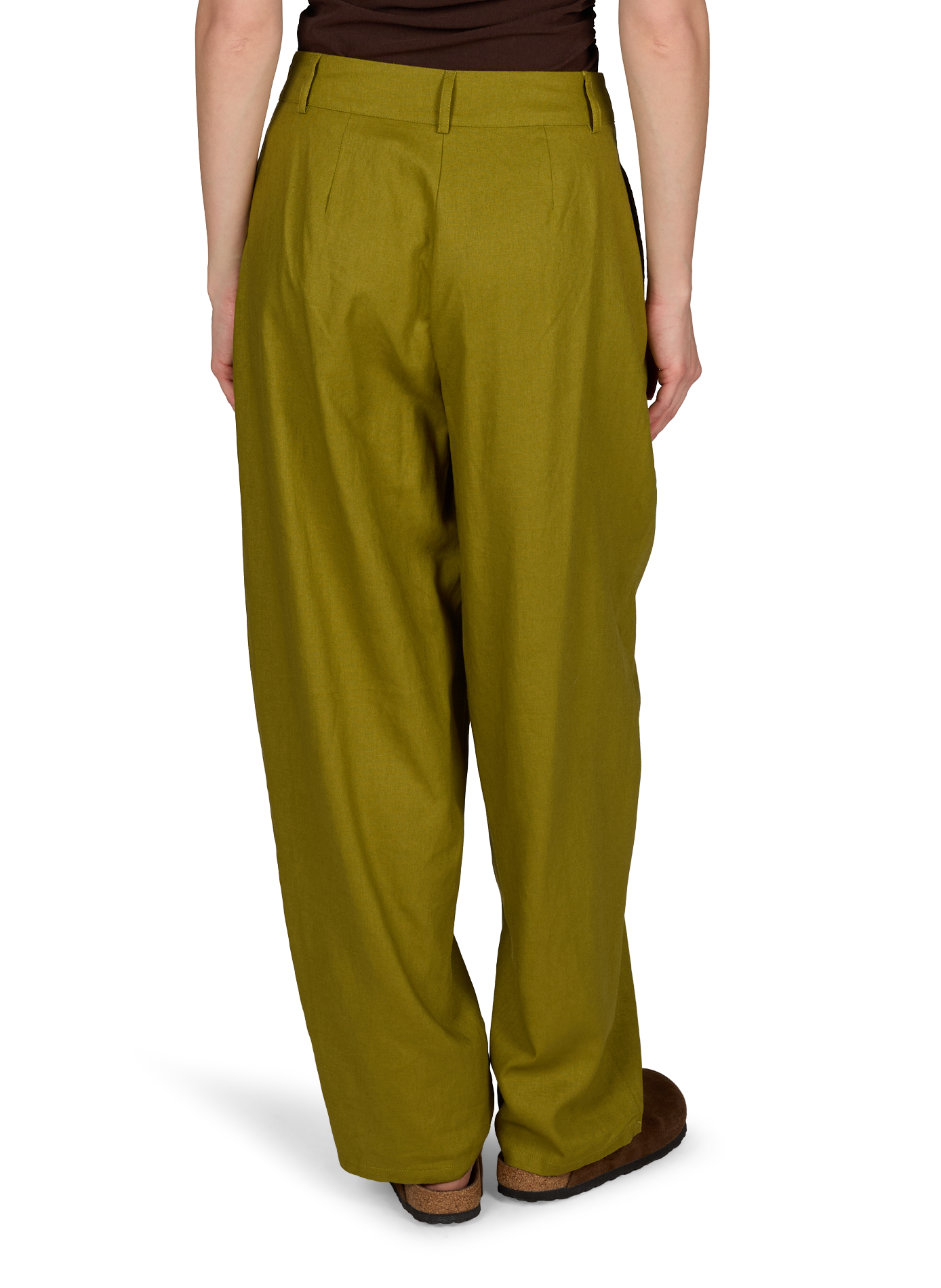 Solid linen blend trousers TOPSHOP Khaki