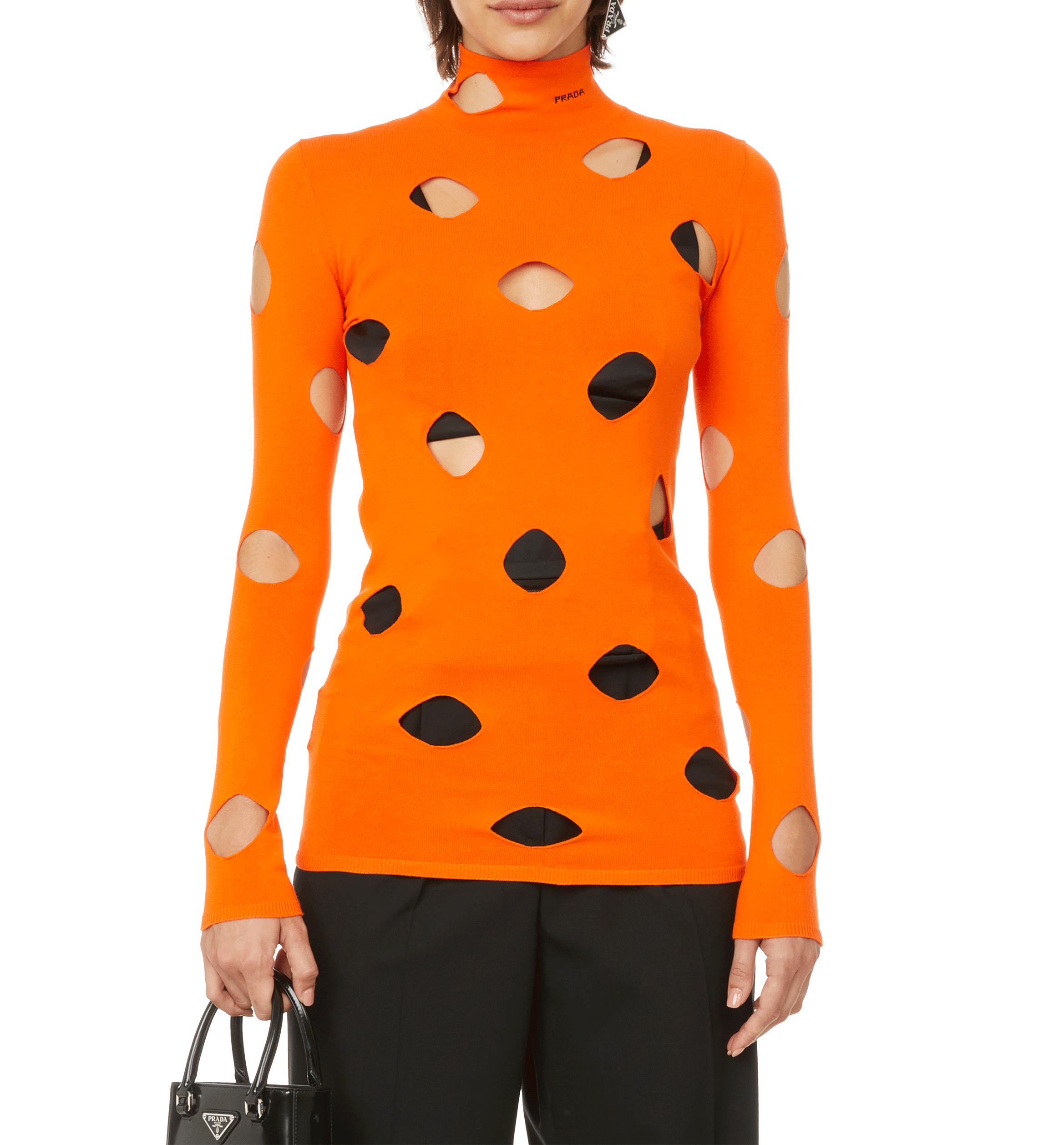 Strickpullover mit Ausschnitten PRADA Orange