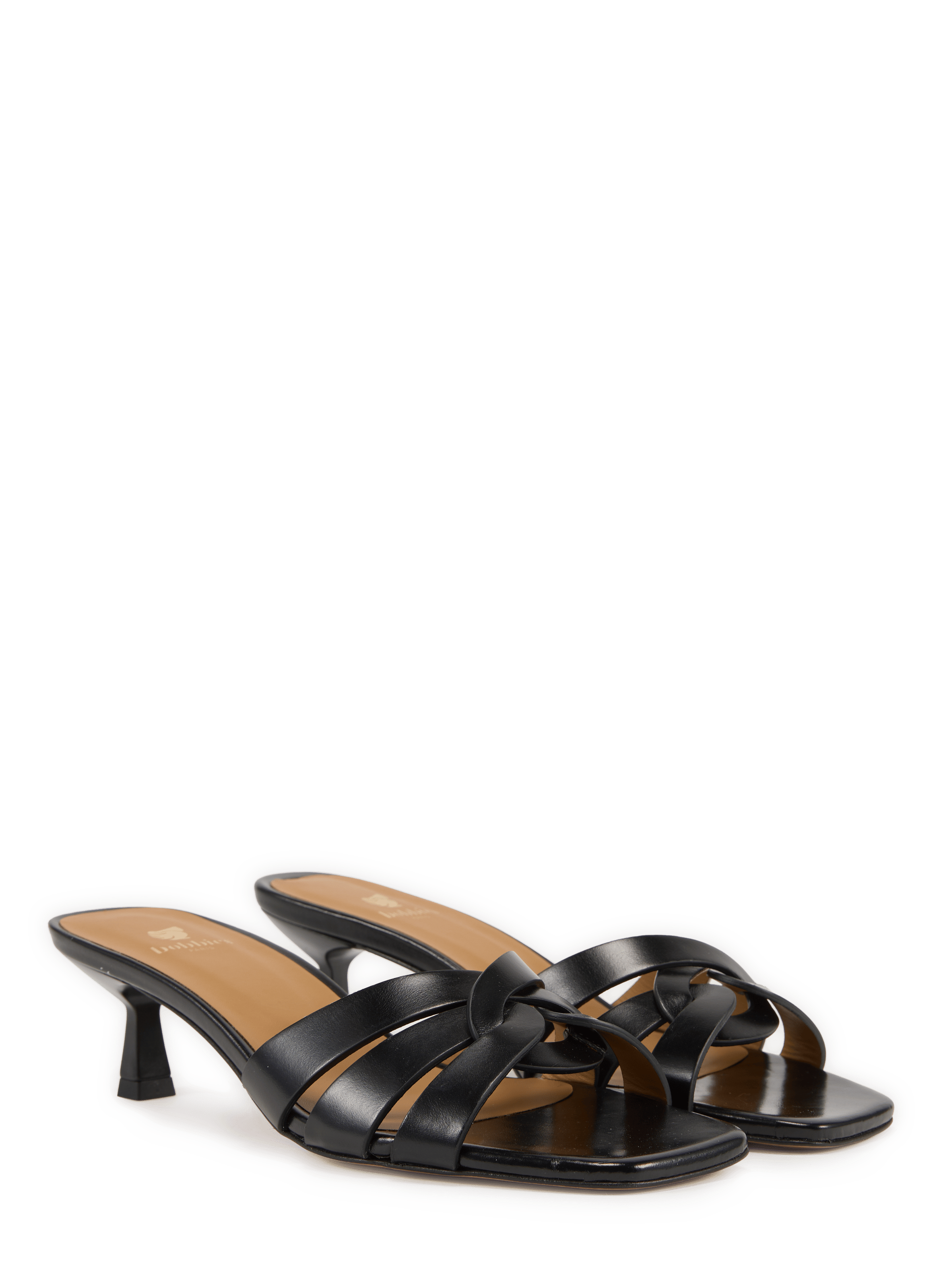 Isalie leather heeled mules BOBBIES Black