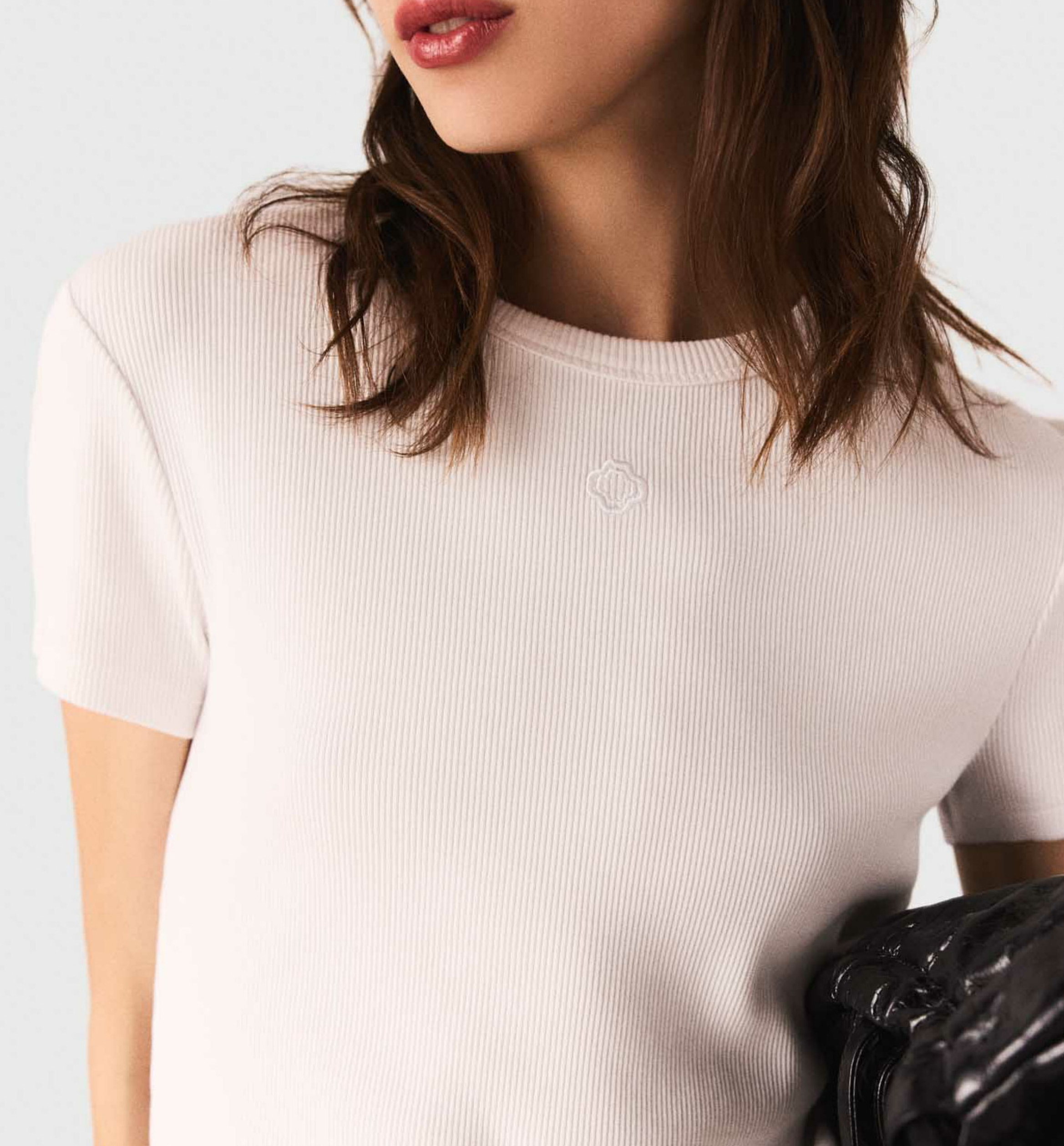 Tee-shirt ajusté en coton mélangé Blanc