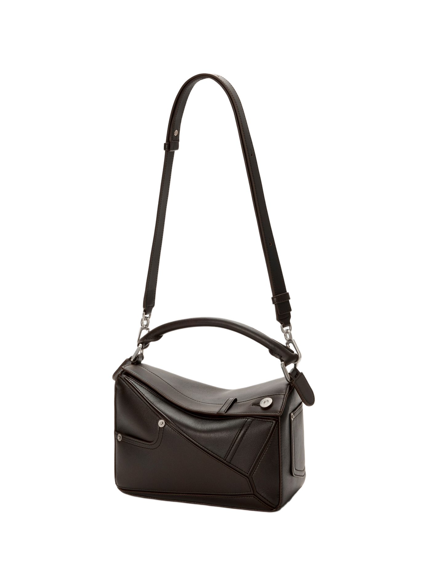 Kleine Puzzle Panta Handtasche aus glänzendem Kalbsleder LOEWE Braun