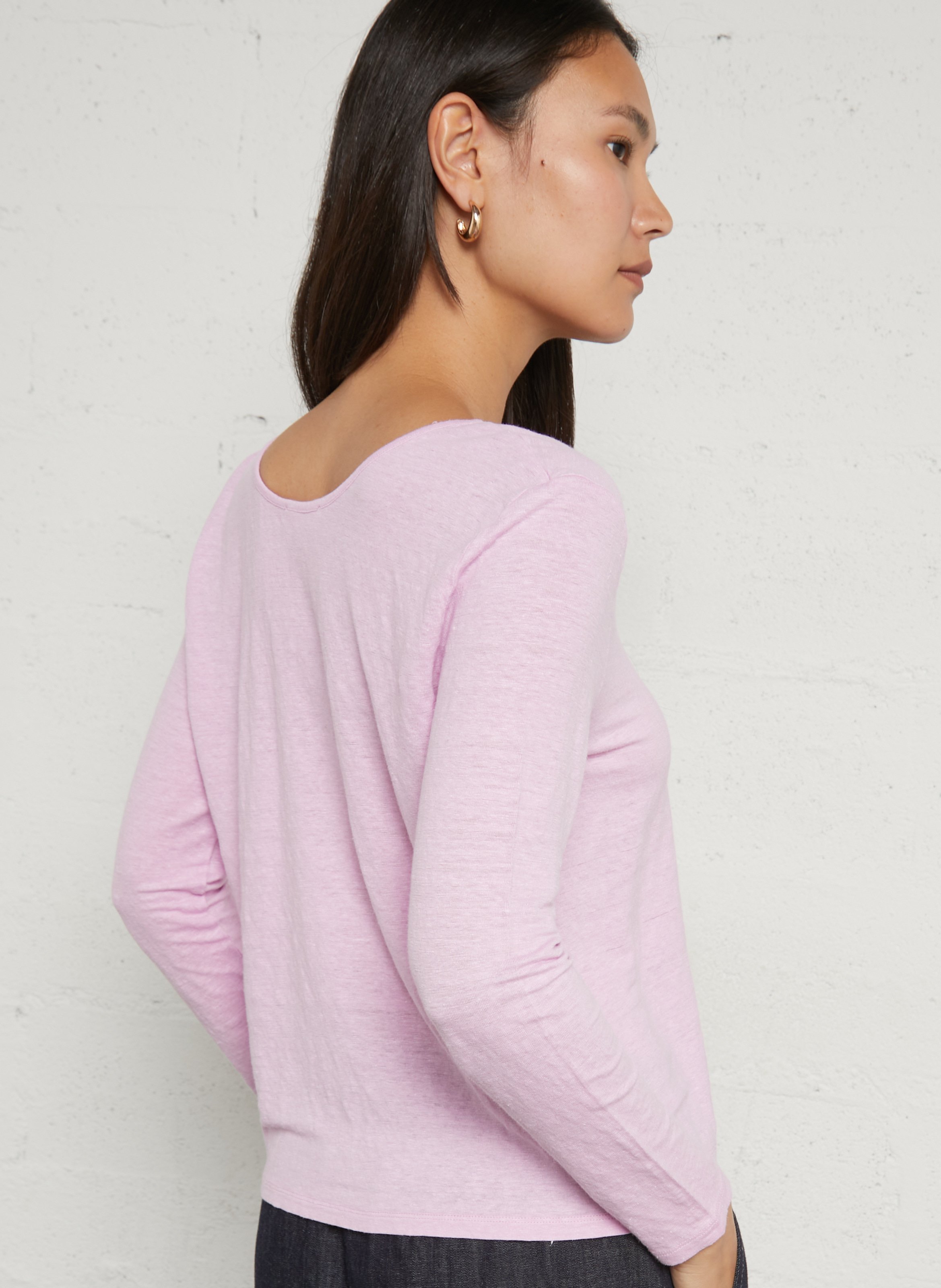 Tee-shirt droit col rond uni dualy AMERICAN VINTAGE Violet