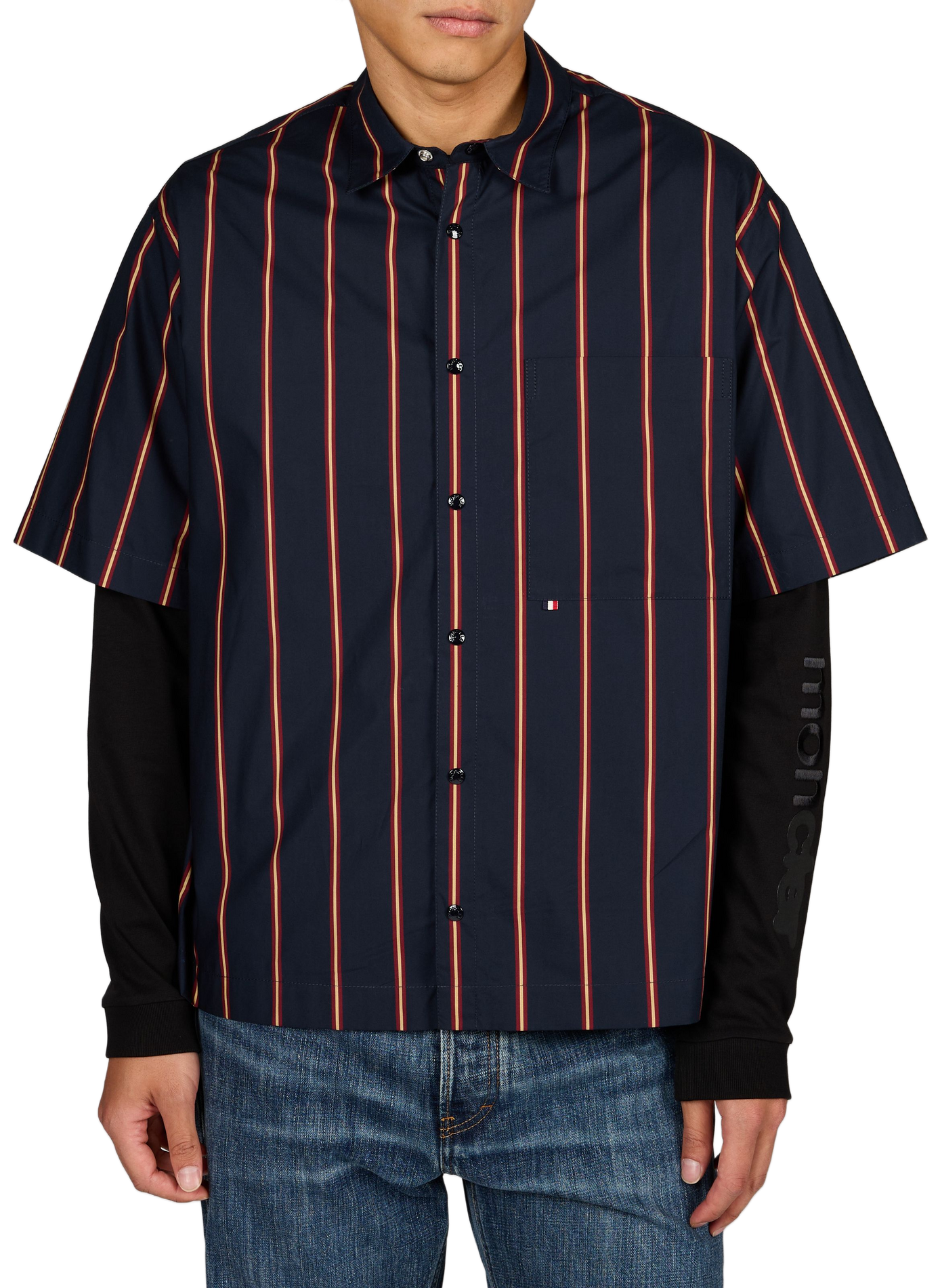 Short-sleeved striped cotton shirt MONCLER Multicolour