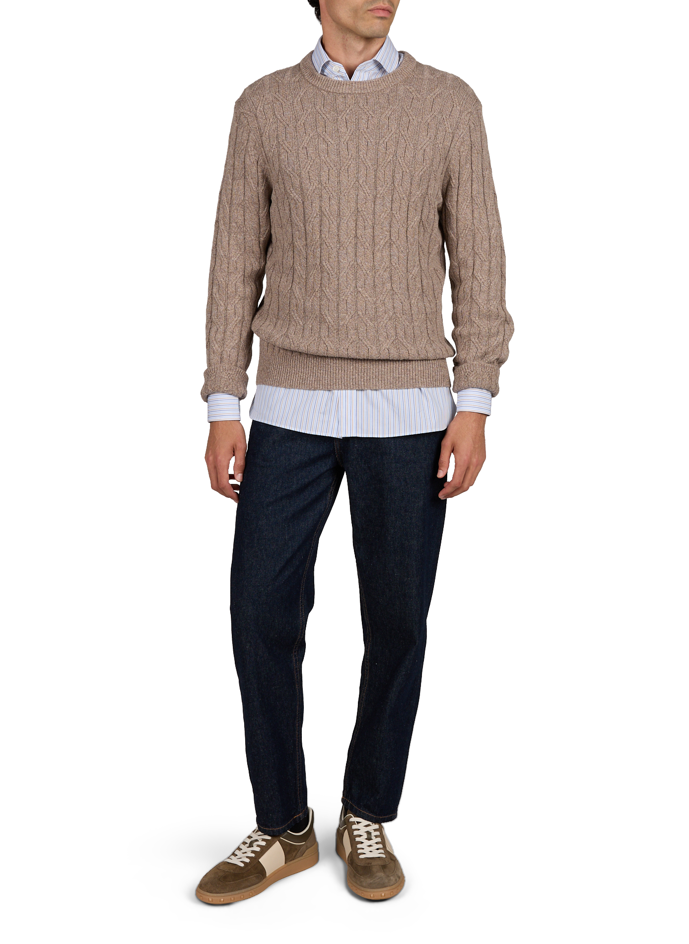 Pullover aus gemustertem Baumwollmischgewebe HACKETT Beige