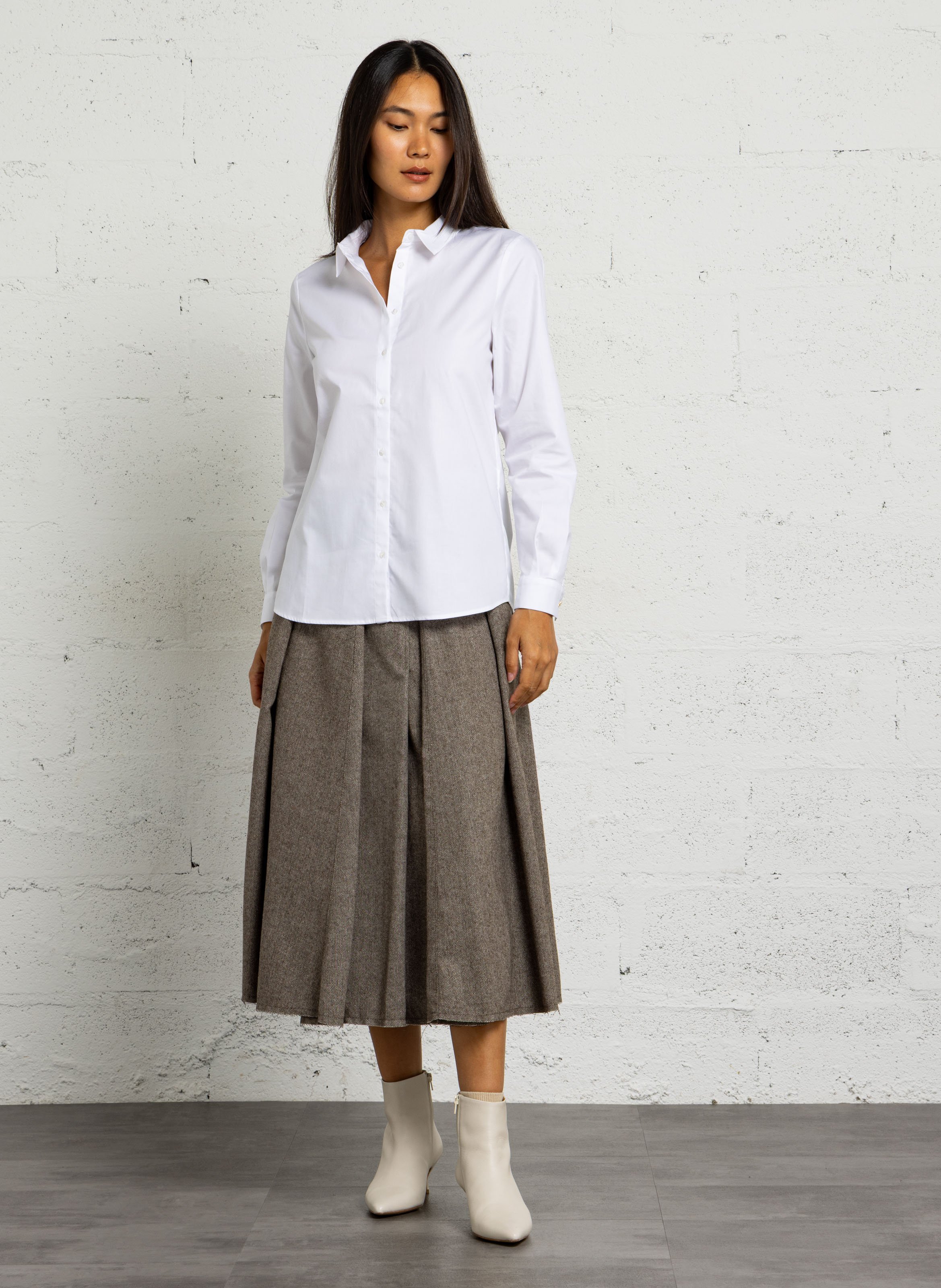 Chemise droite col cassique en coton carla MAISON 123 Blanc