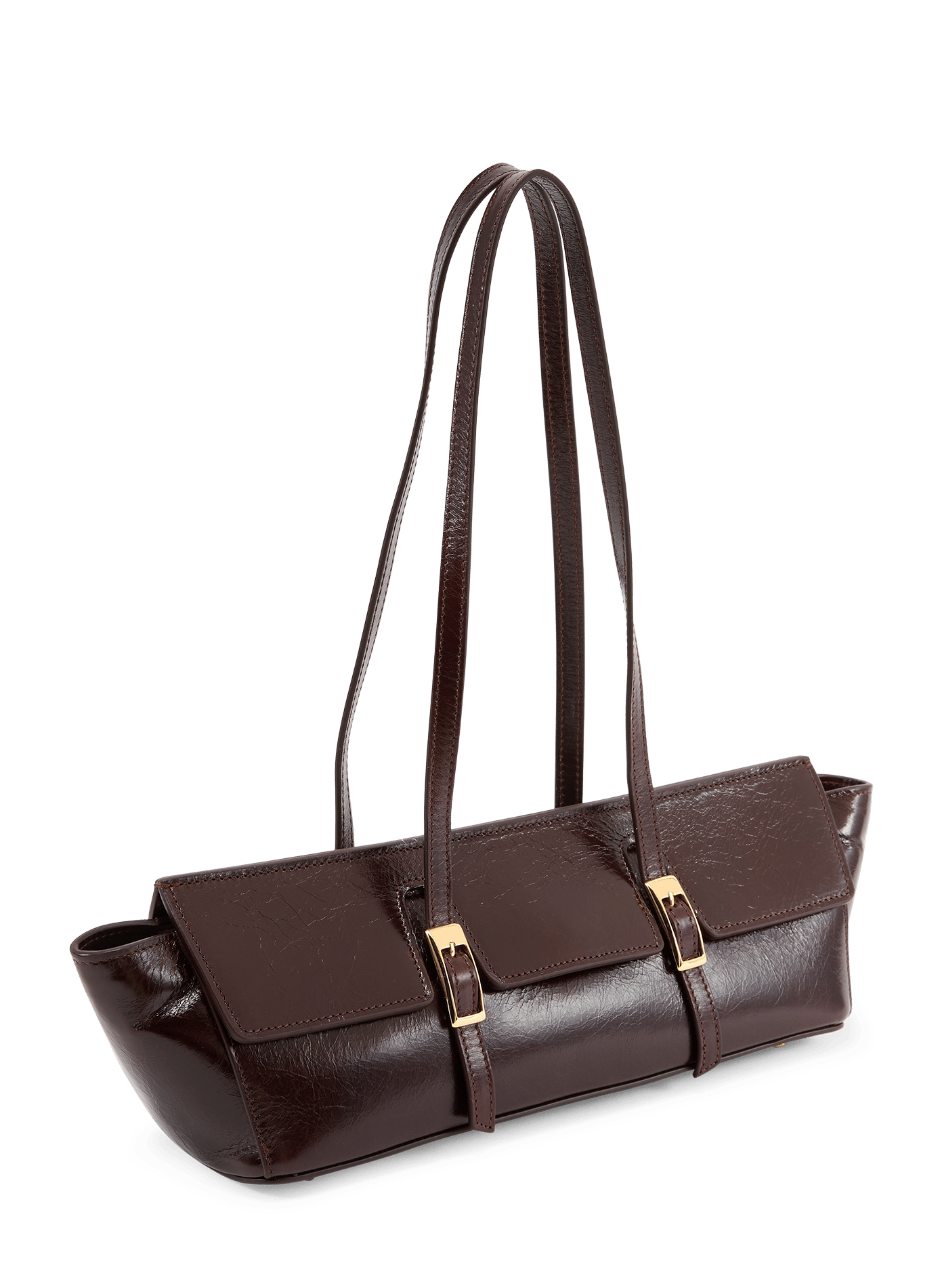 Vintage Leather Boat Shoulder Bag ELLEME Brown