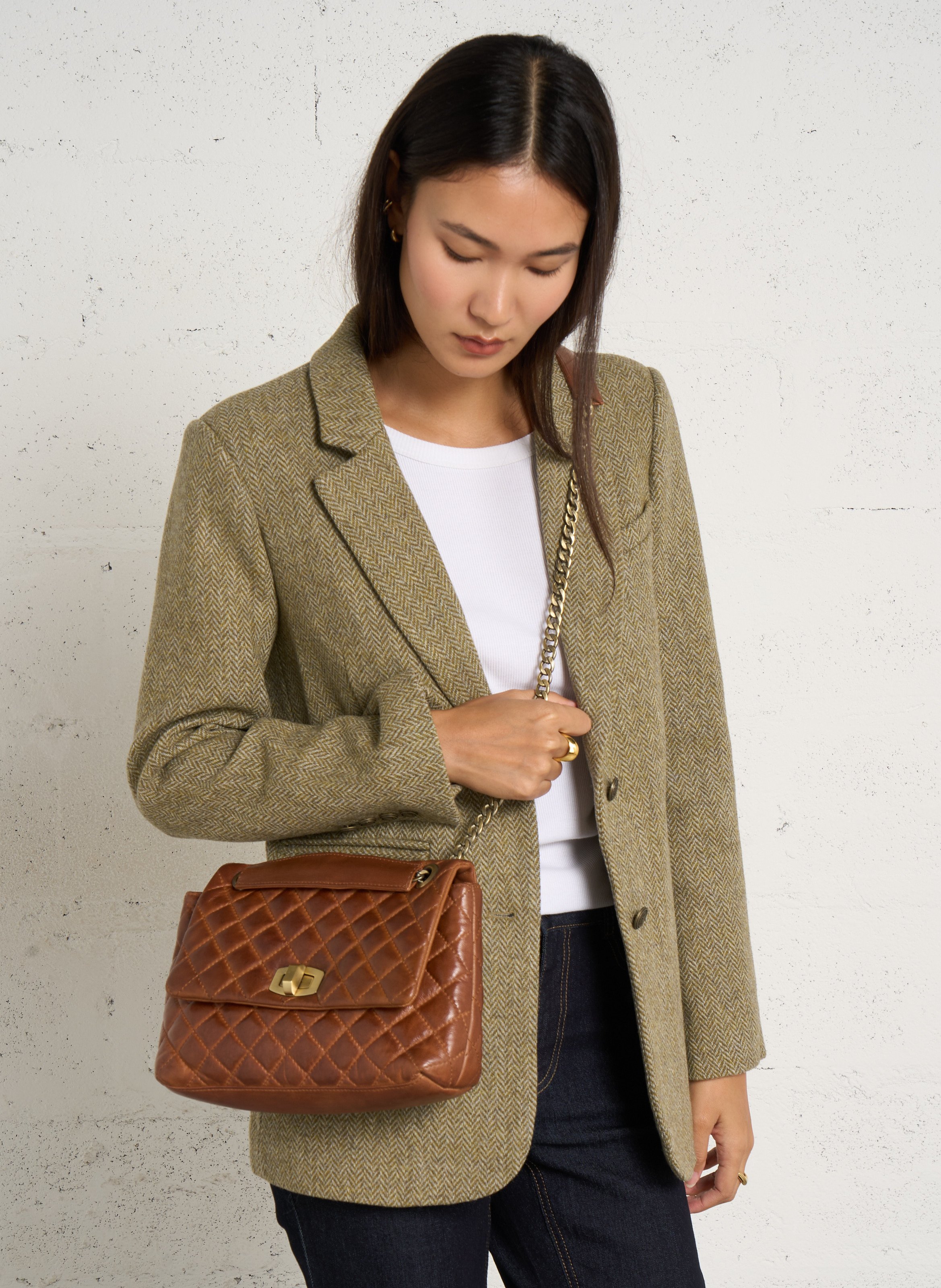 Sac matelassé en cuir vivien MAISON 123 Marron