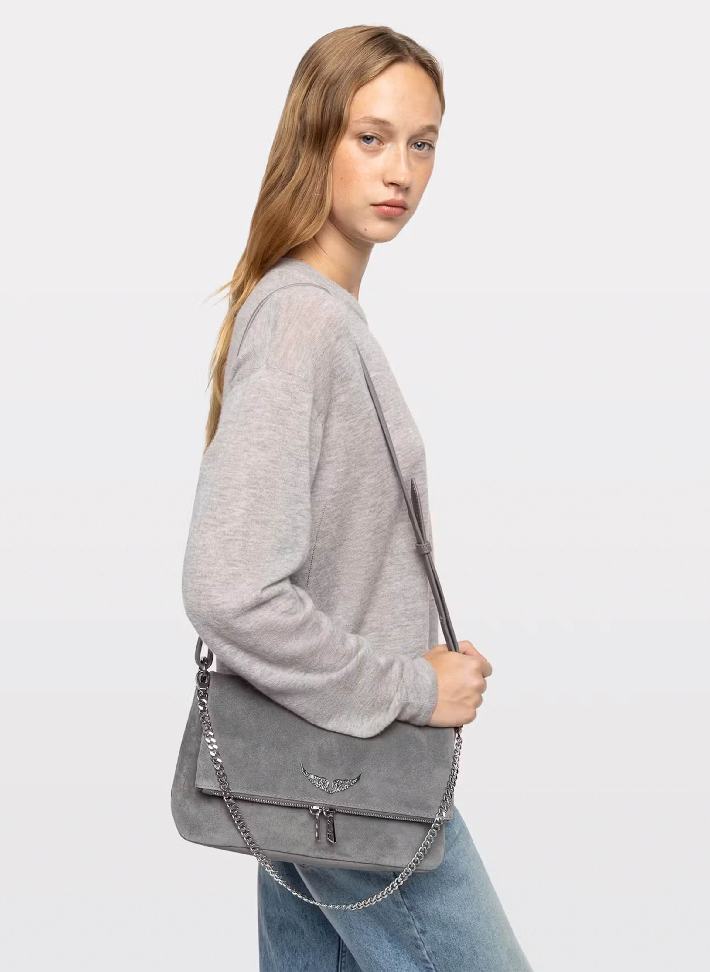 Sac bandoulière en cuir rocky ii ZADIG&VOLTAIRE Gris