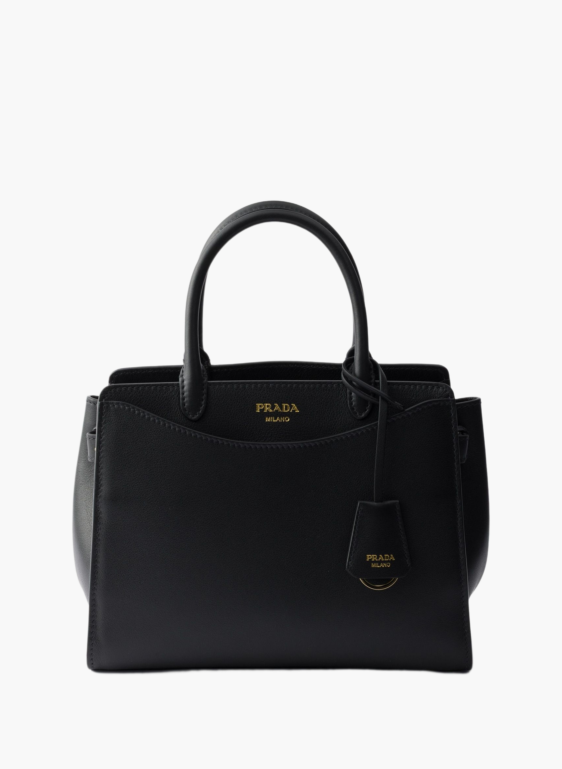Sac à main prada prelude en cuir de taille moyenne PRADA Noir