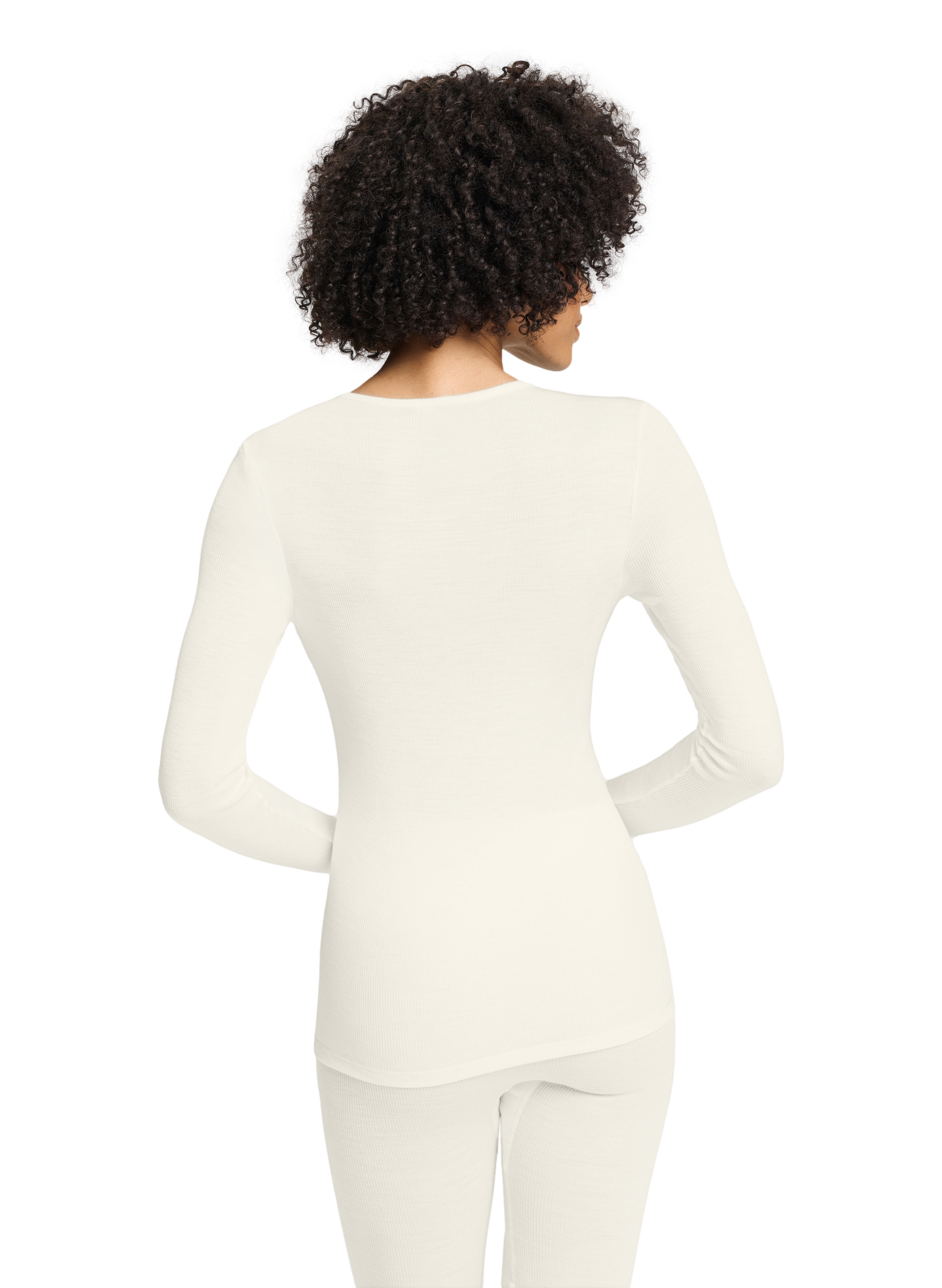 Fitted crew-neck T-shirt in wool and silk lace HANRO White
