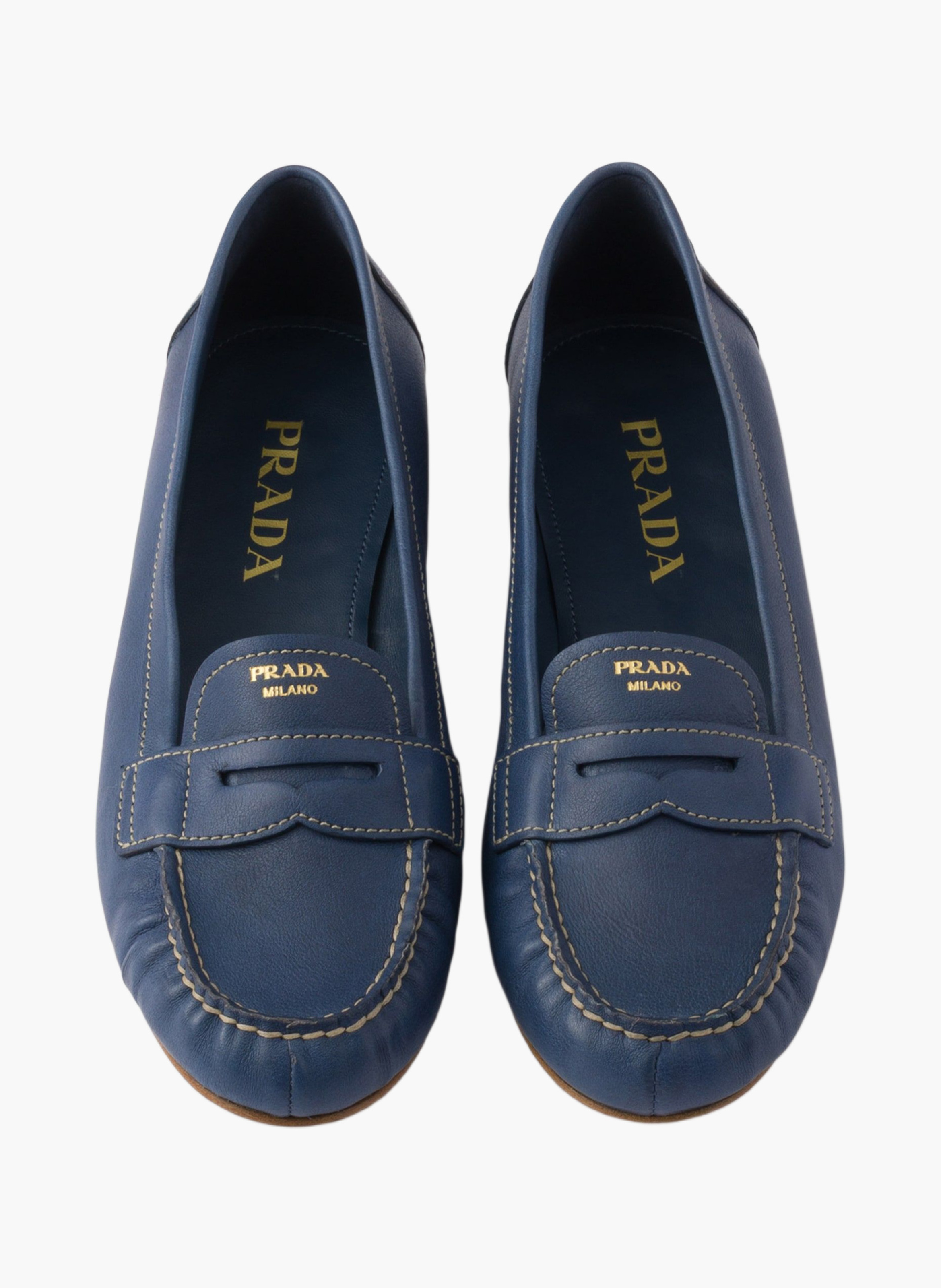 Mocassins en cuir PRADA Bleu