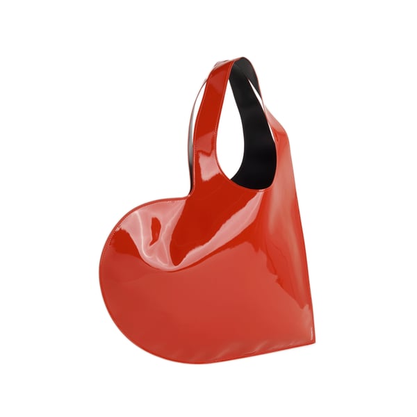 Sac à main coeur en cuir vernis