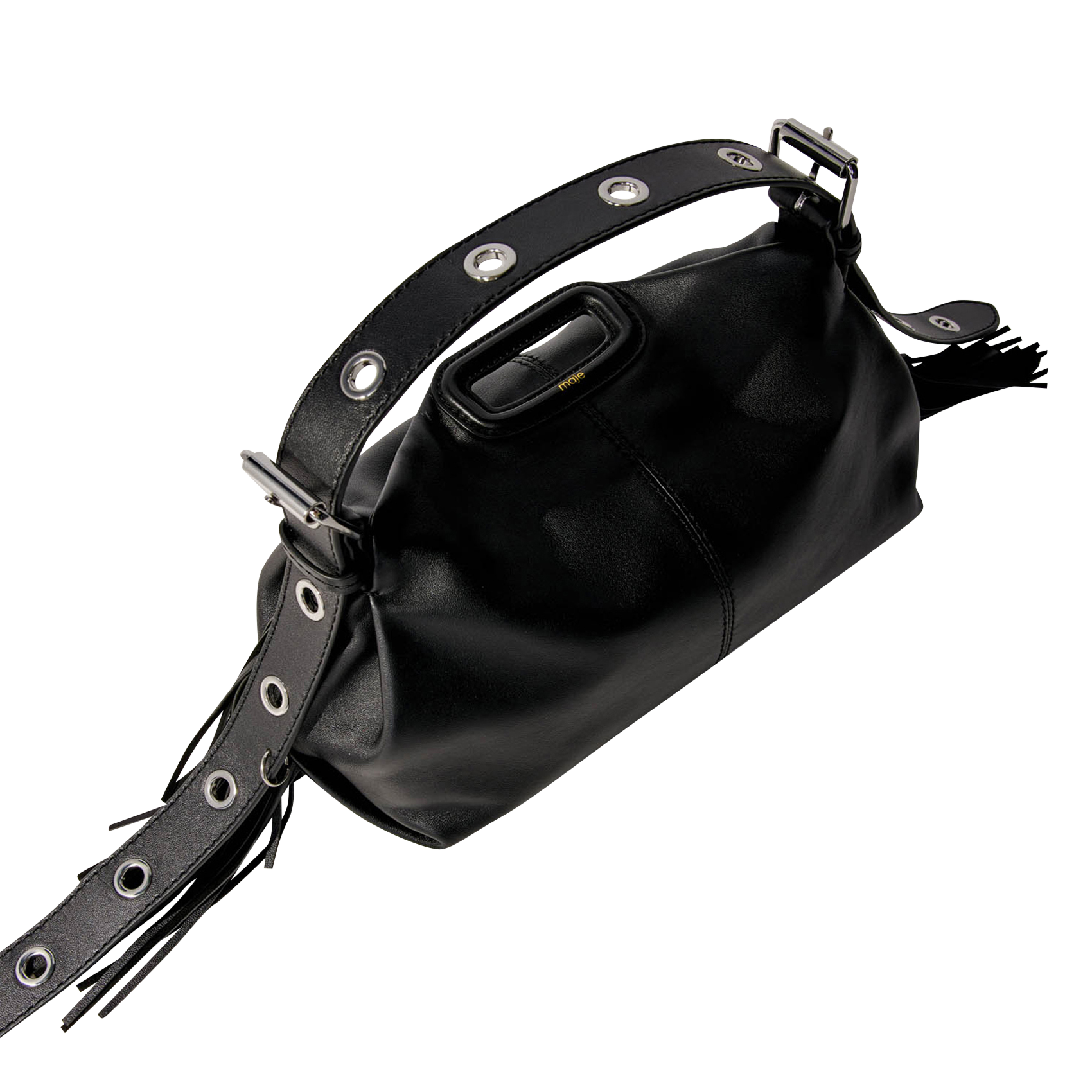 Sac bandoulière en cuir lisse miss m MAJE Noir