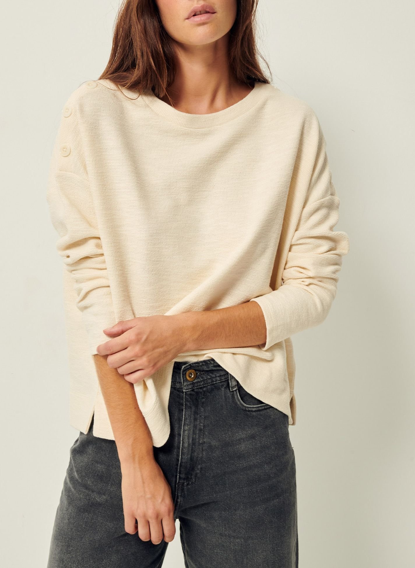 Pull fin col rond en coton mélangé austin SESSUN 