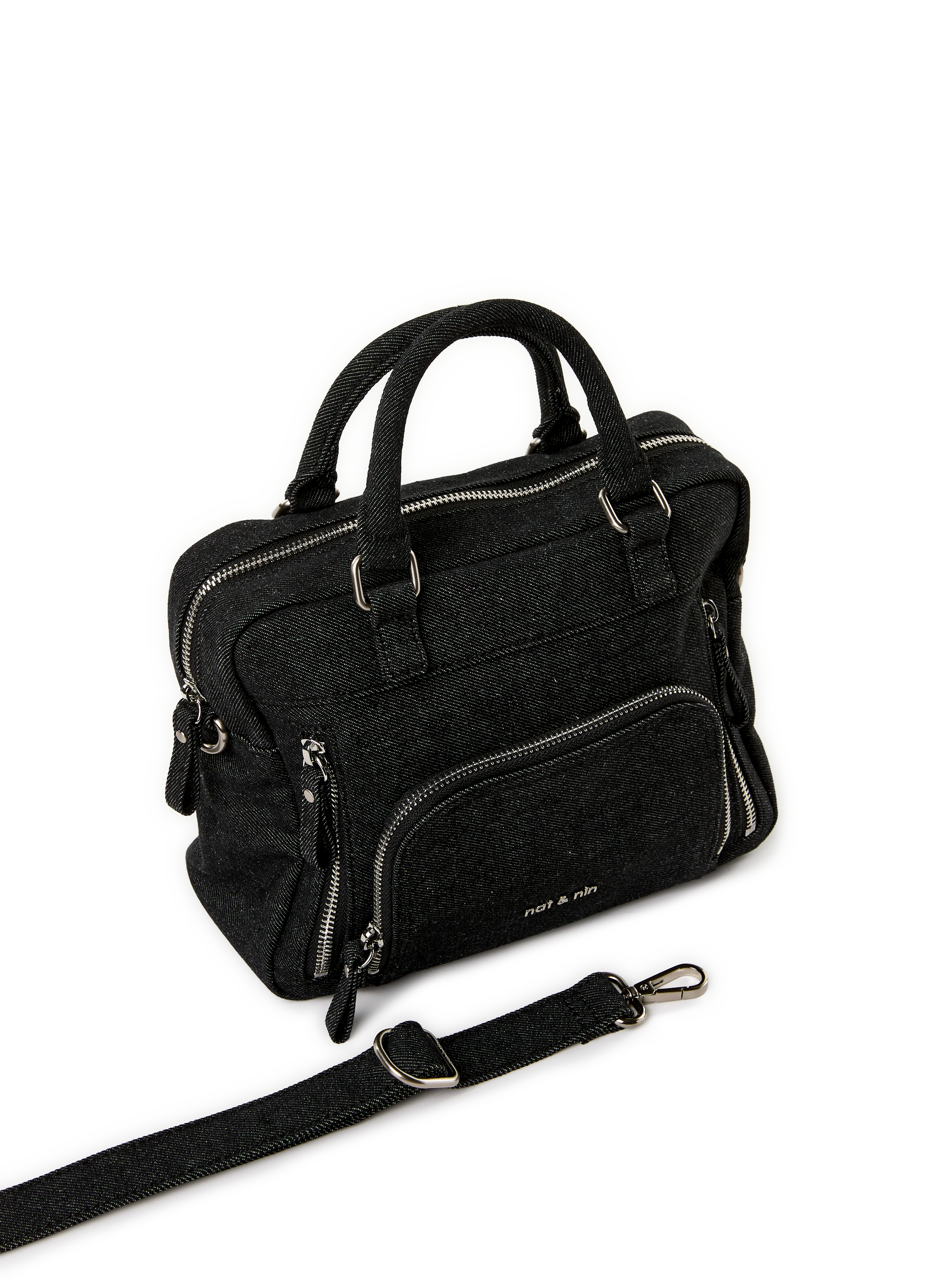 Macy mini denim handbag NAT & NIN Grey