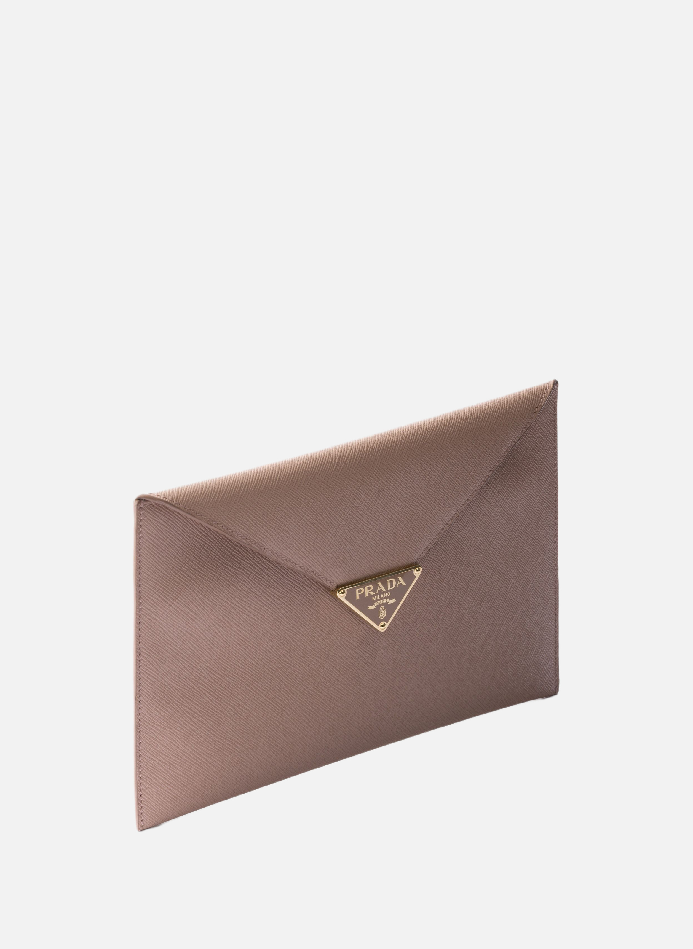 Pochette enveloppe en cuir saffiano PRADA Rose