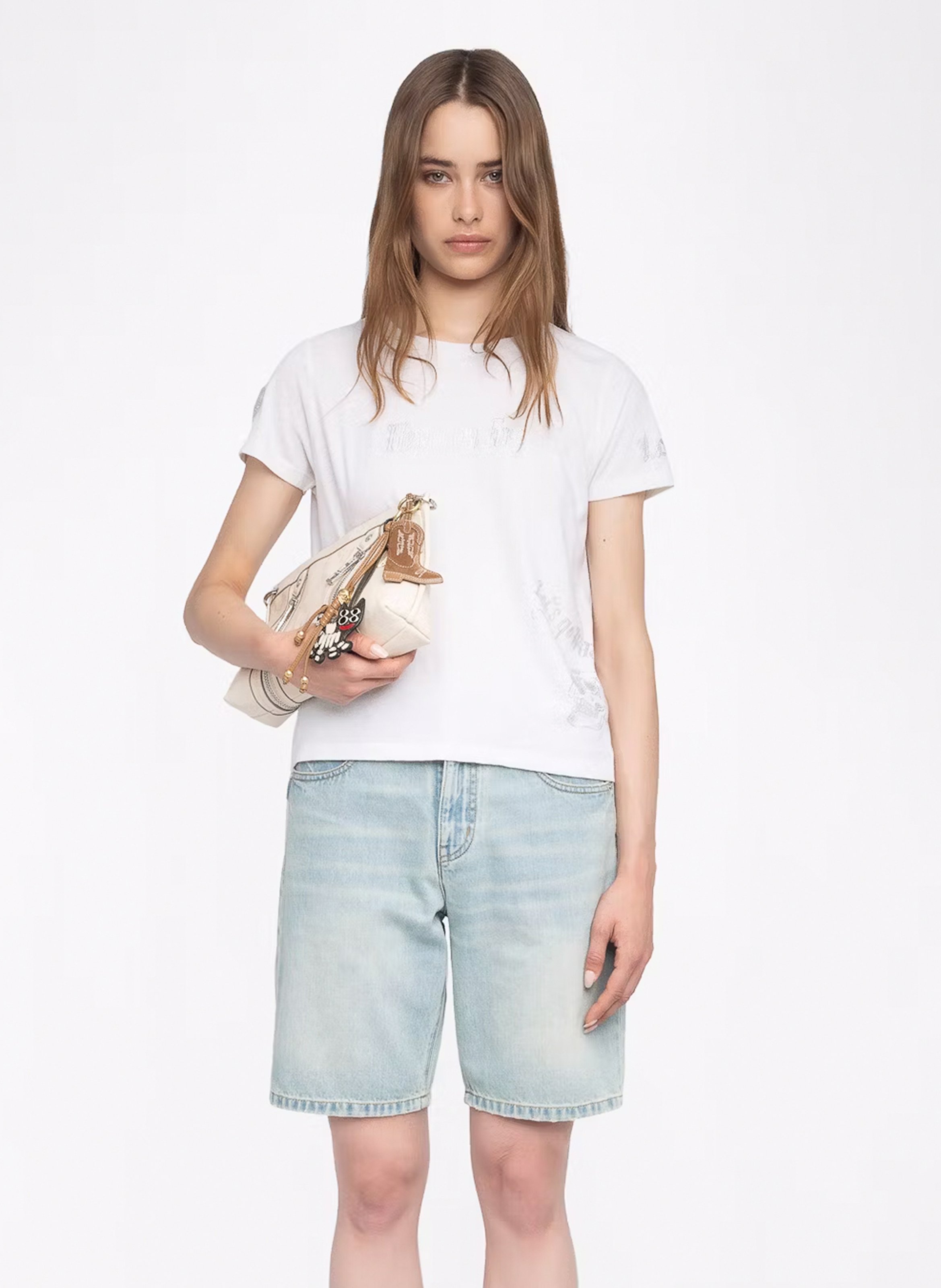 ZADIG&VOLTAIRE Tee-shirt col rond à strass alys Blanc