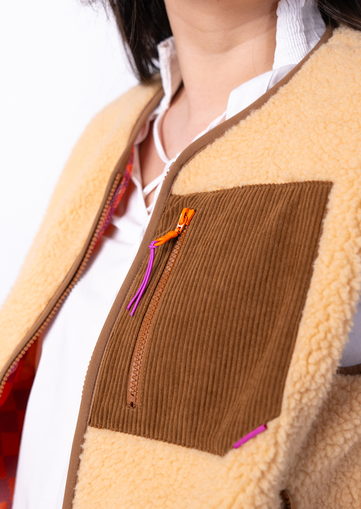 Veste sherpa zippée sans manches BILLYBELT Beige