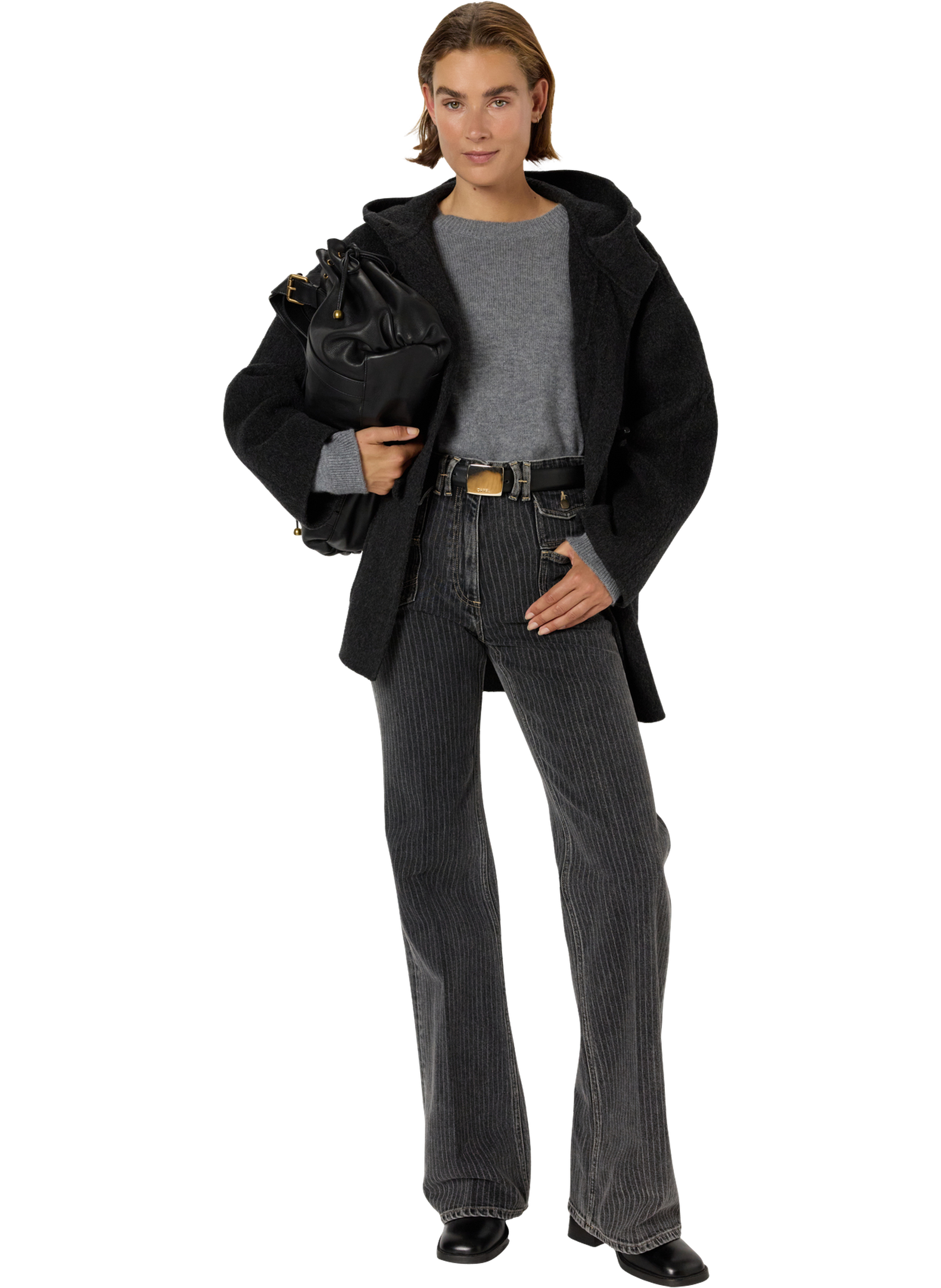 Manteau court à capuche en laine - malina GERARD DAREL Gris