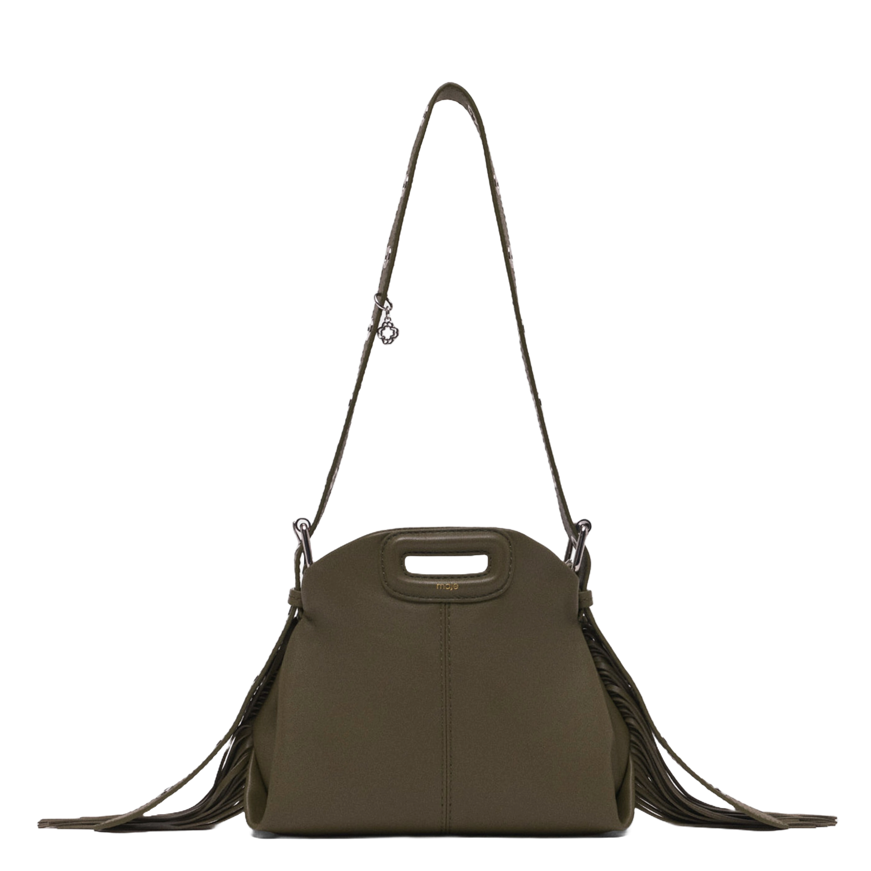 Sac bandoulière en cuir lisse miss m mini MAJE Kaki