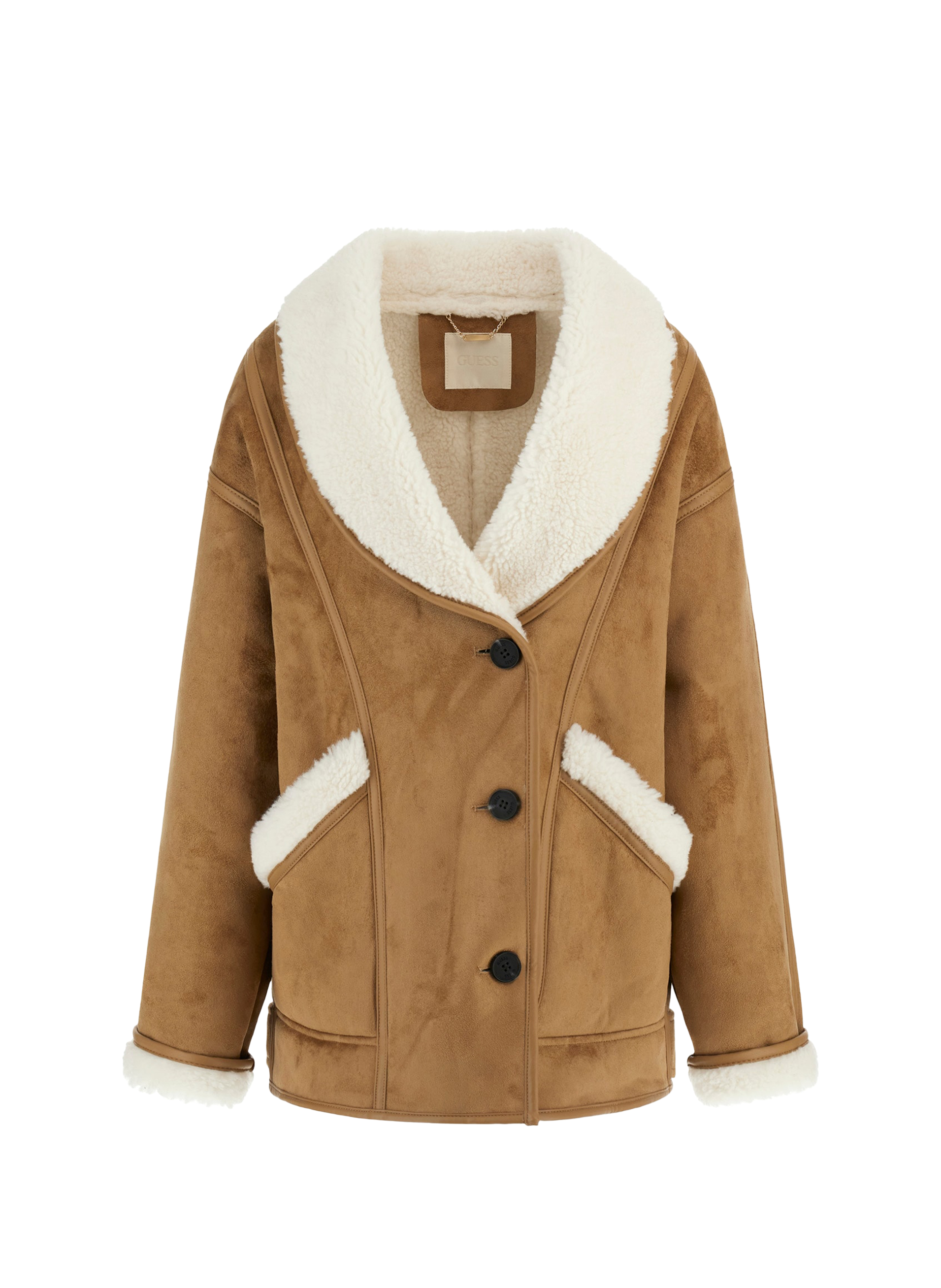 GUESS Manteau suédé col châle Multicolour