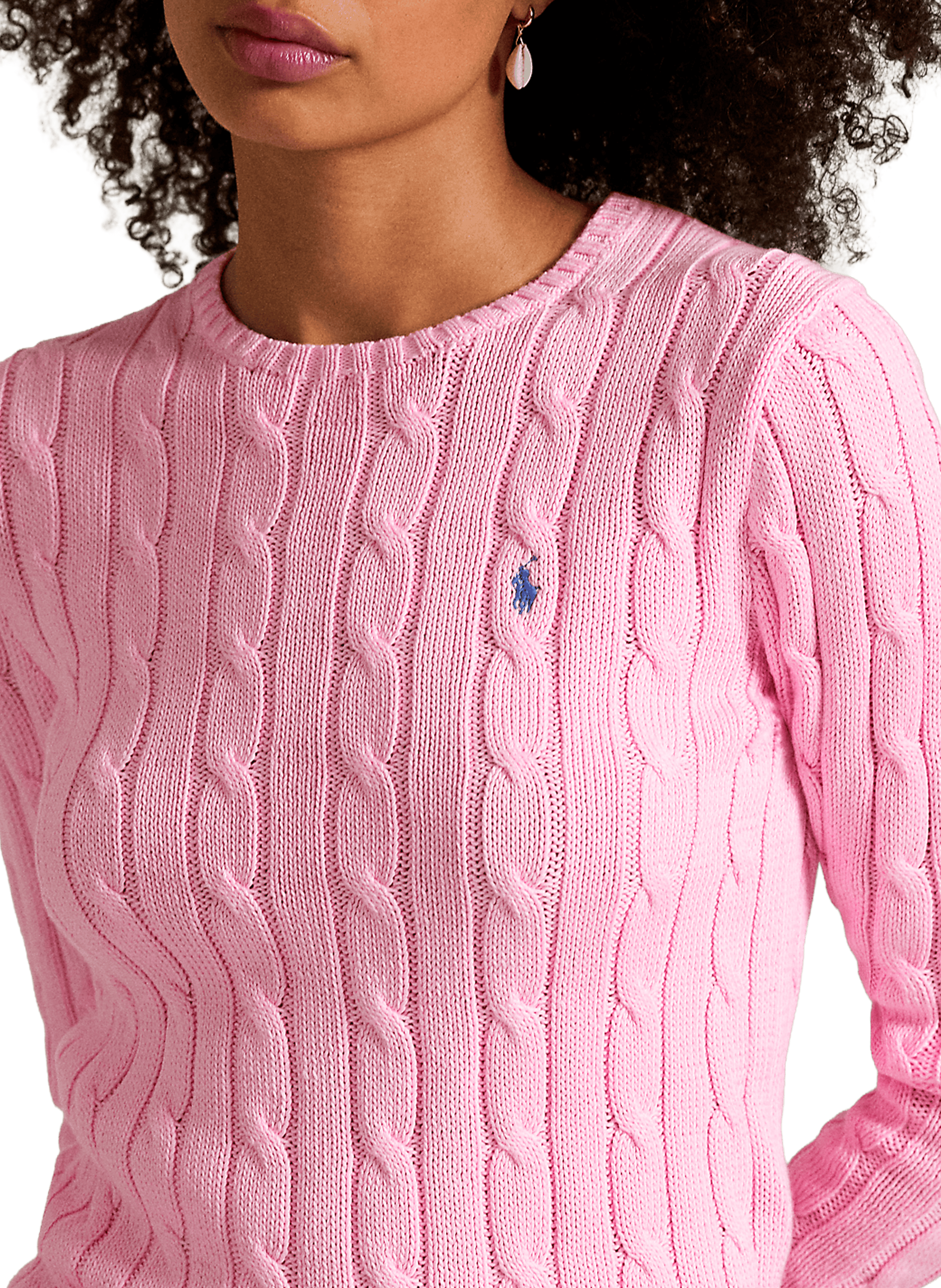 Pull col rond en coton POLO RALPH LAUREN Rose