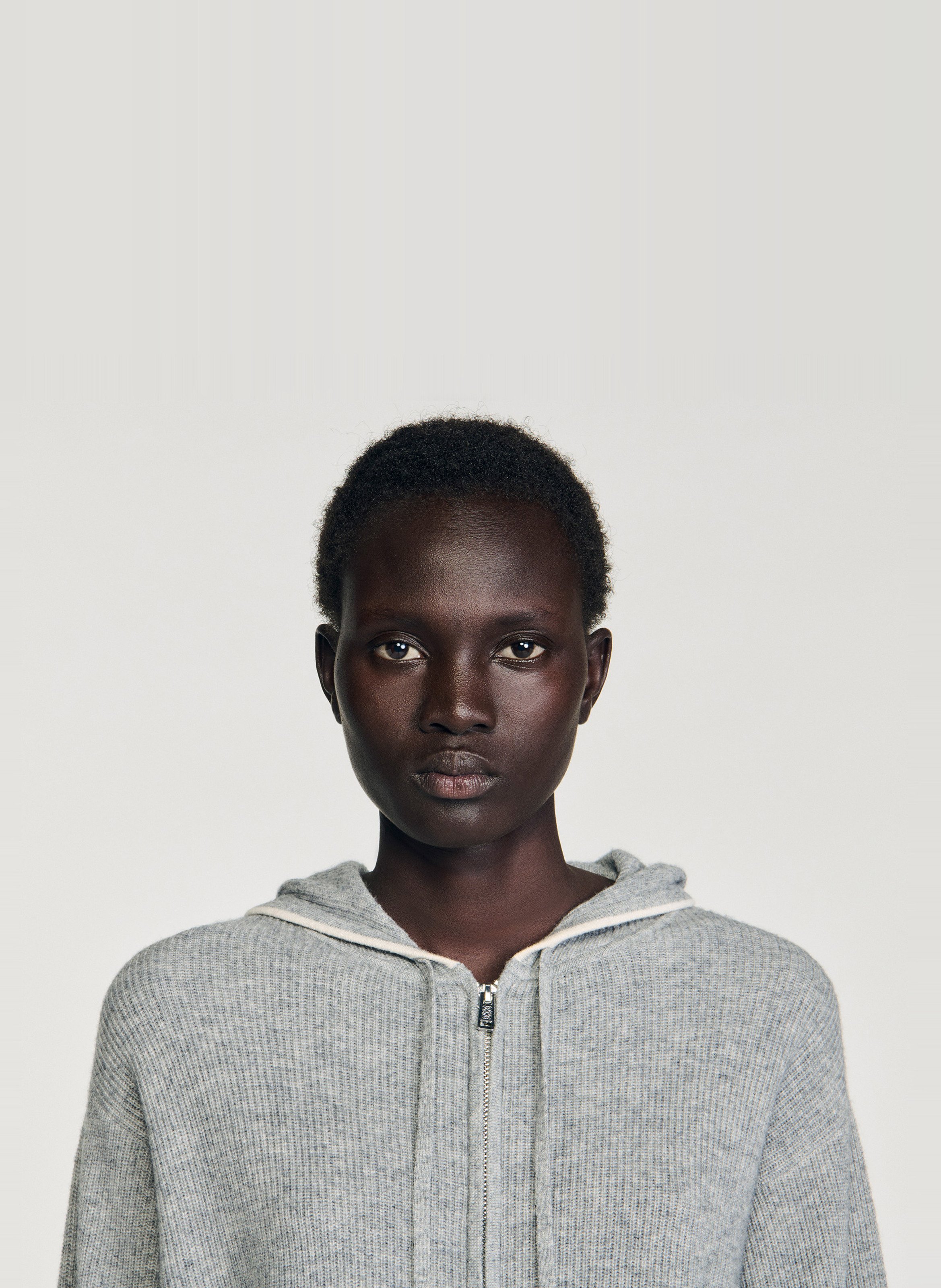 Sweat zippé à capuche SANDRO Gris