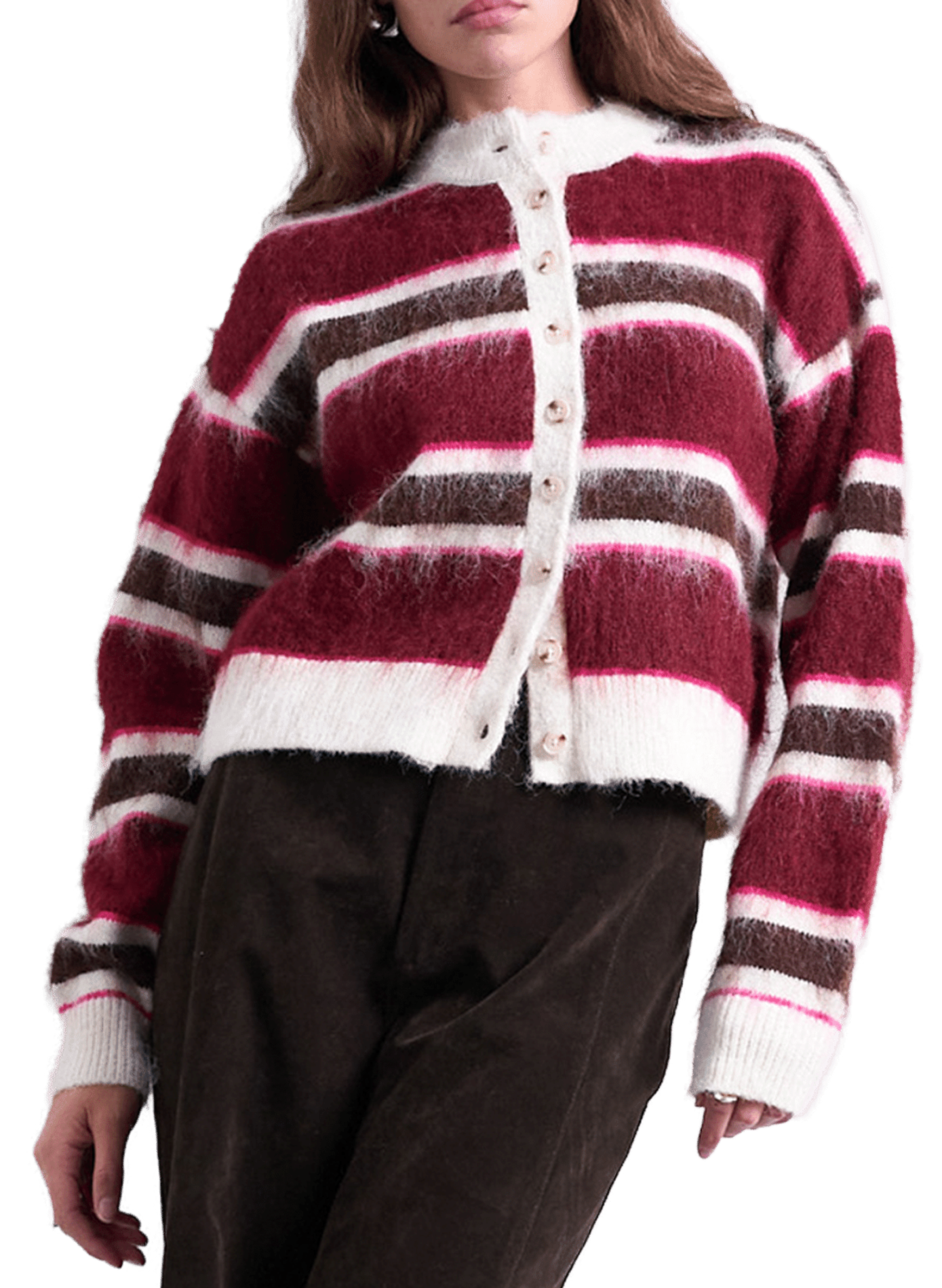 TOPSHOP Cardigan à rayures Rose