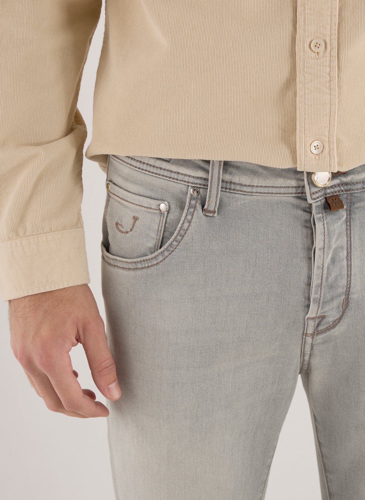 Cotton-blend slim-fit jeans JACOB COHEN Grey