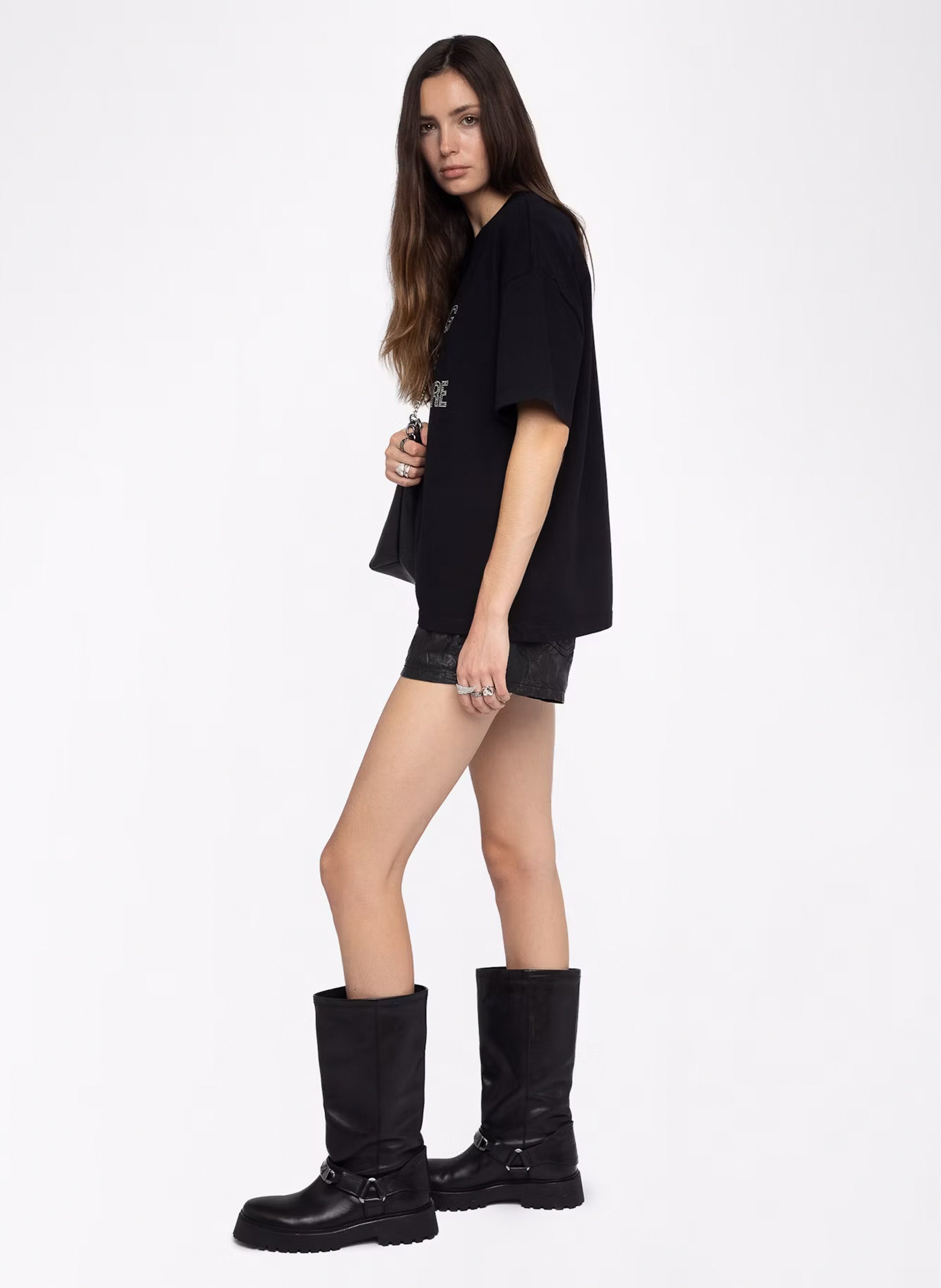 Tee-shirt col rond en coton tedda ZADIG&VOLTAIRE Noir