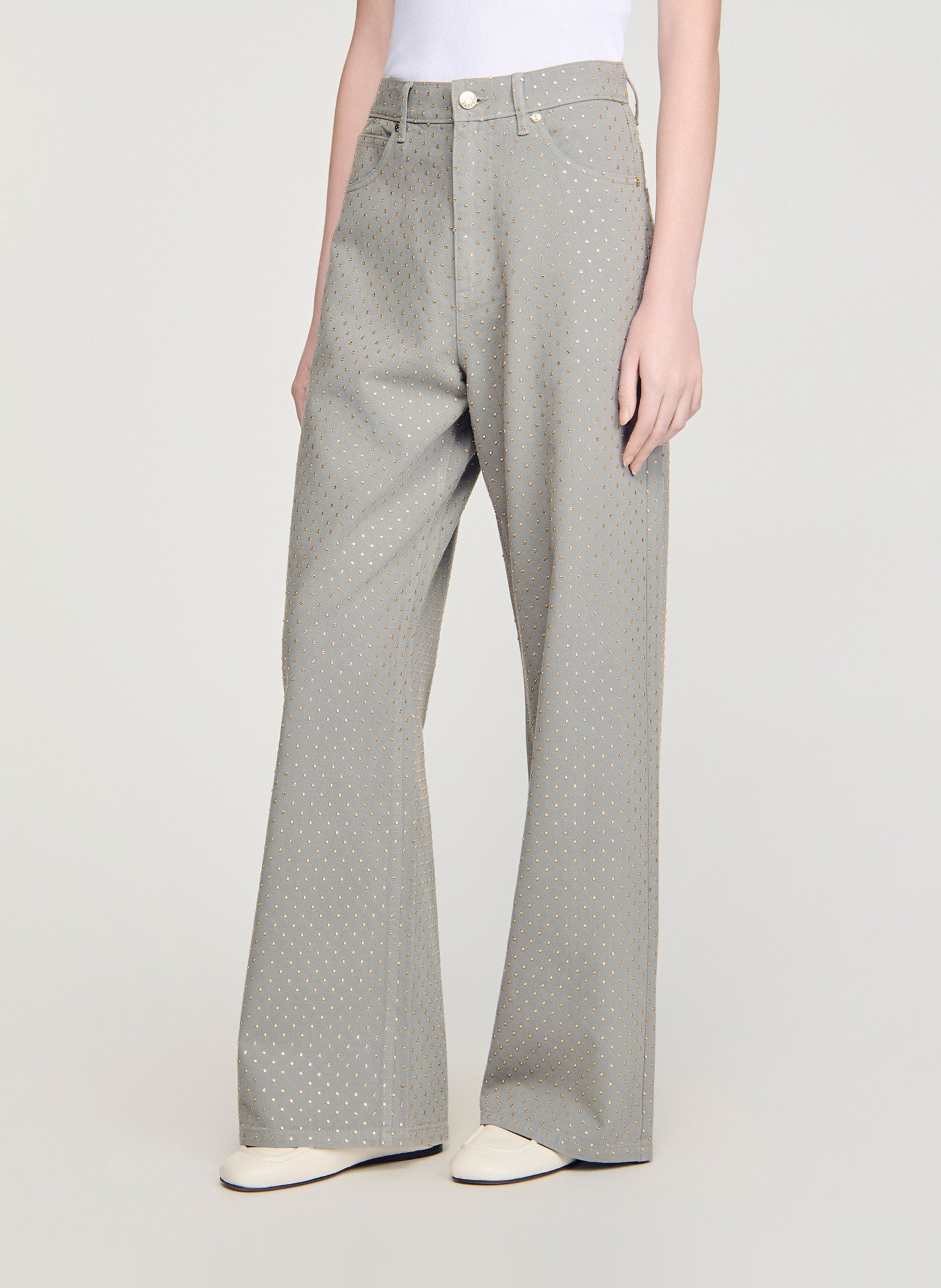 Jean large en coton SANDRO Gris