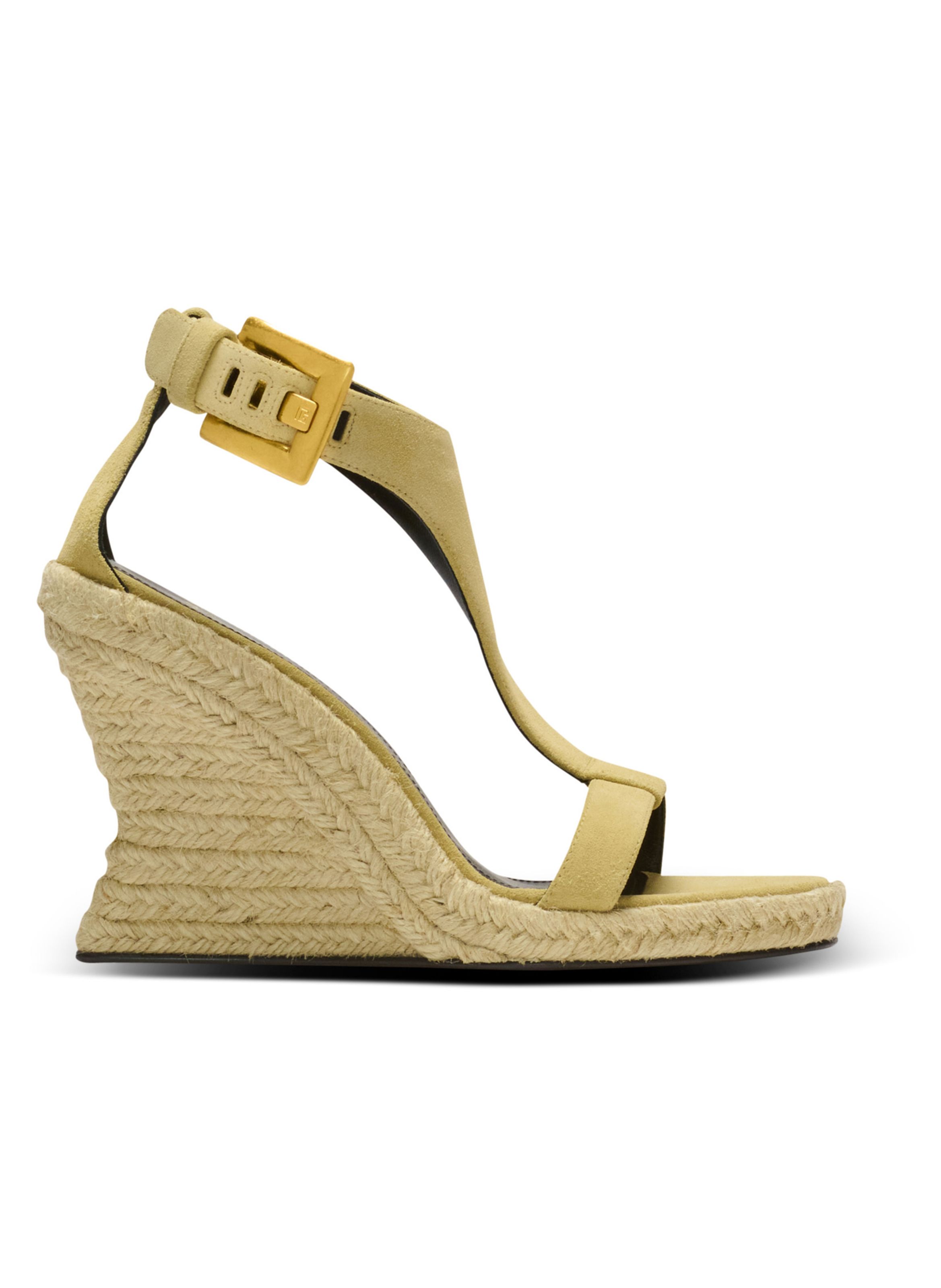 Espadrilles compensées anthem en daim BALMAIN Beige
