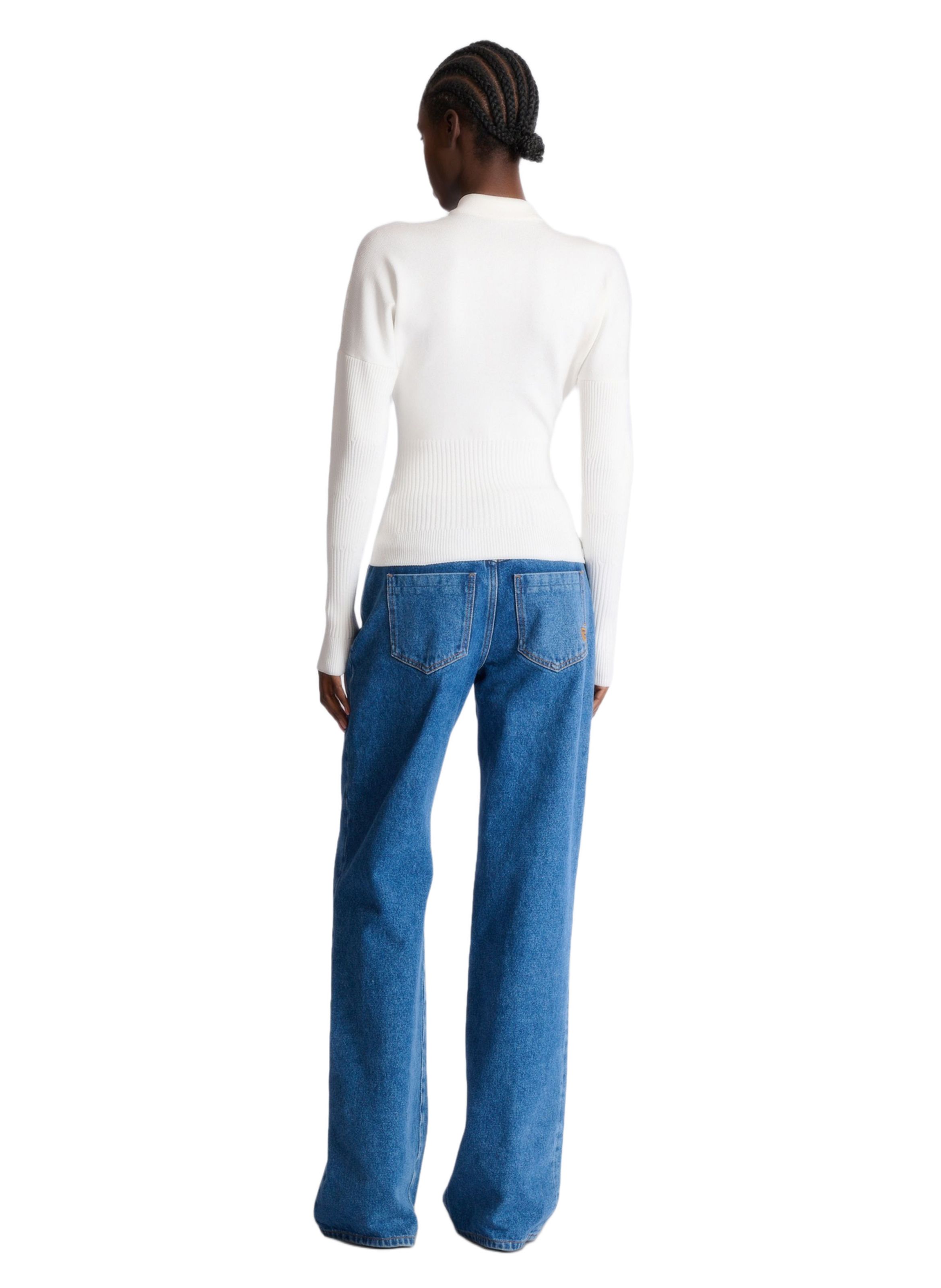 Cardigan zippé en maille BALMAIN Blanc