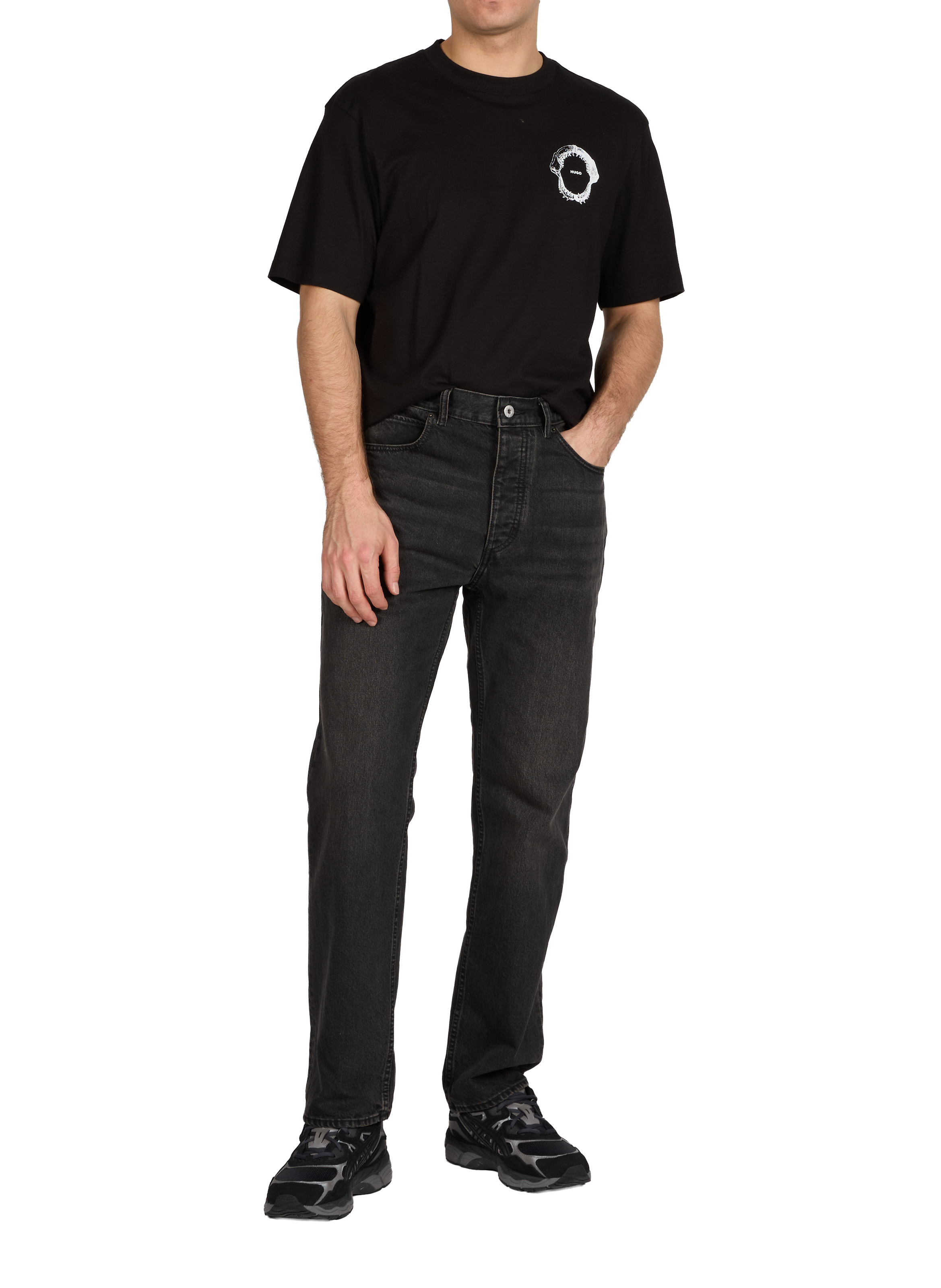 Jean droit en coton  HUGO BLUE Noir