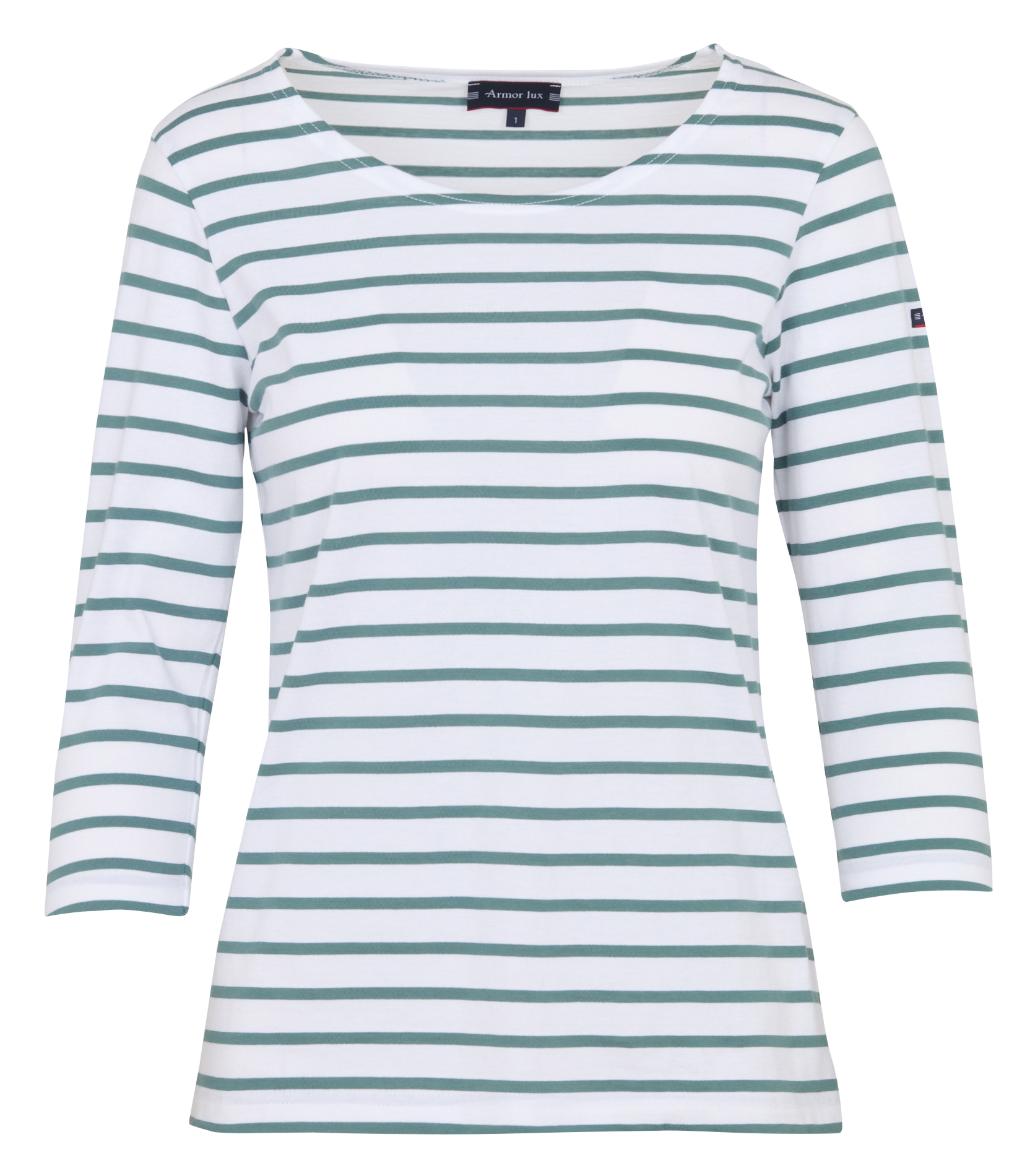 Tee-shirt droit col rond en coton  Blanc-silver pine