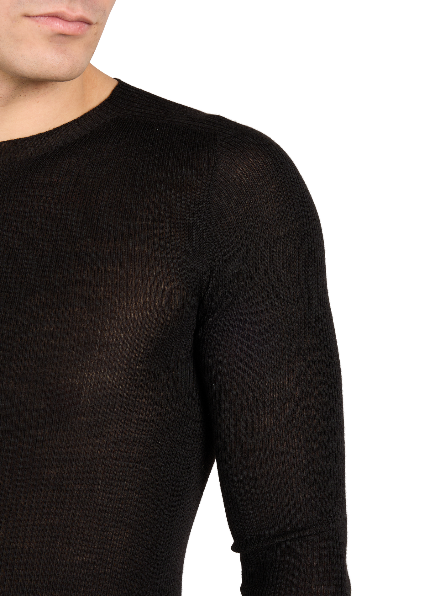 T-shirt manches longues ajusté en coton RICK OWENS Noir