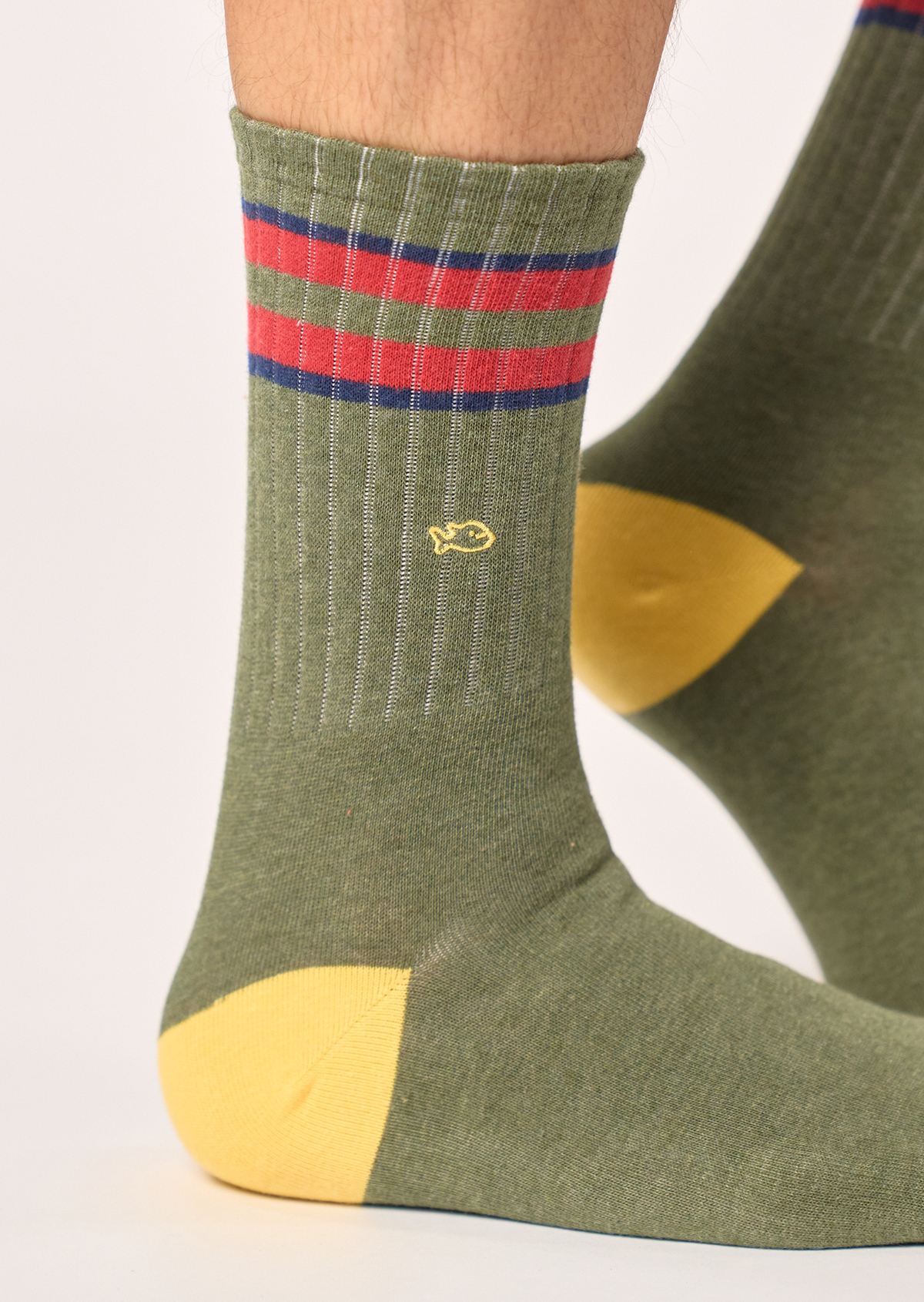 Chaussettes en coton peigné retro BILLYBELT Kaki