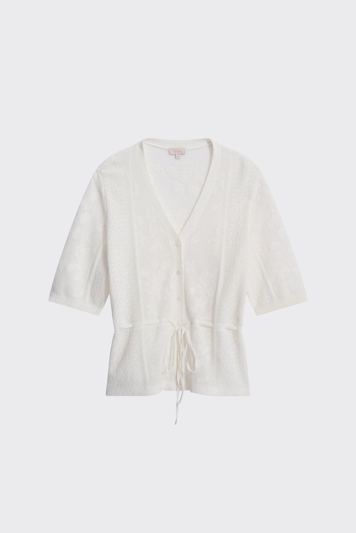 Cardigan en maille jacquard à lacet - line PABLO Beige