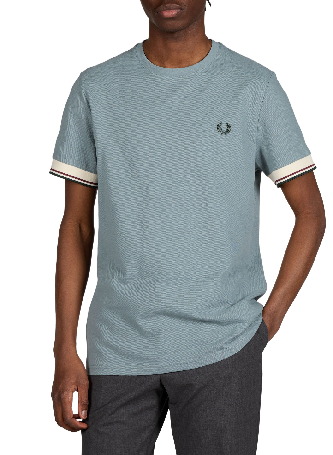 Cotton T-shirt with logo embroidery FRED PERRY Blue