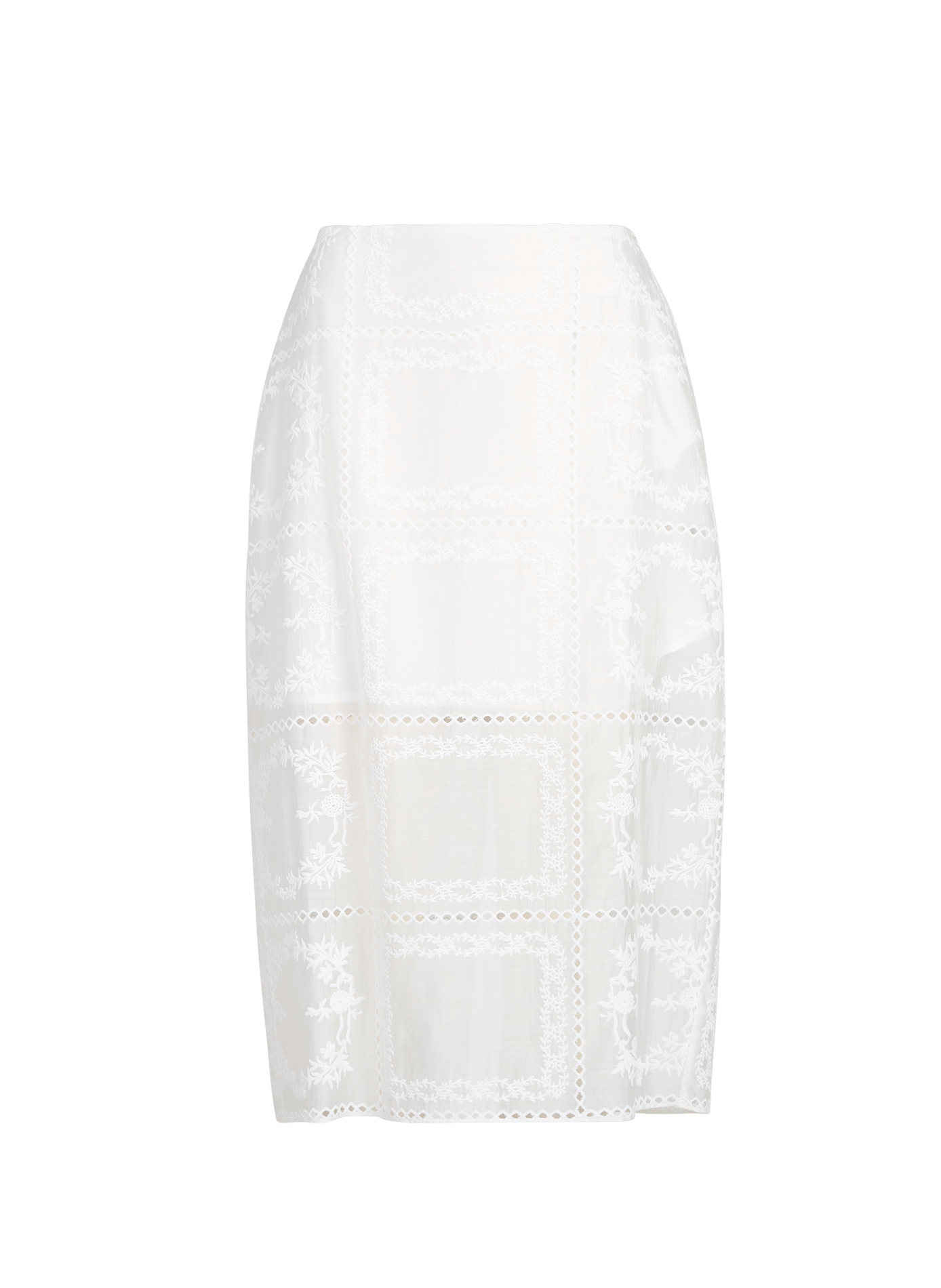 Jupe midi broderie BERENICE Beige