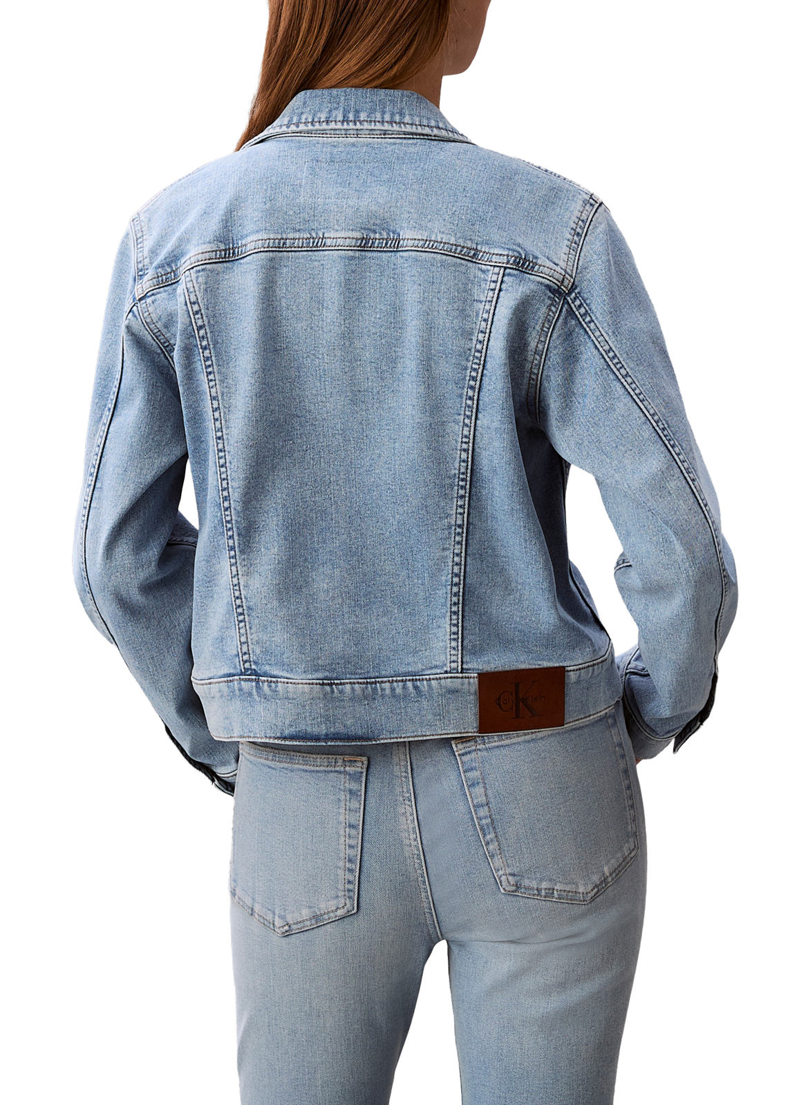 Veste courte en denim en coton mélangé CALVIN KLEIN Bleu