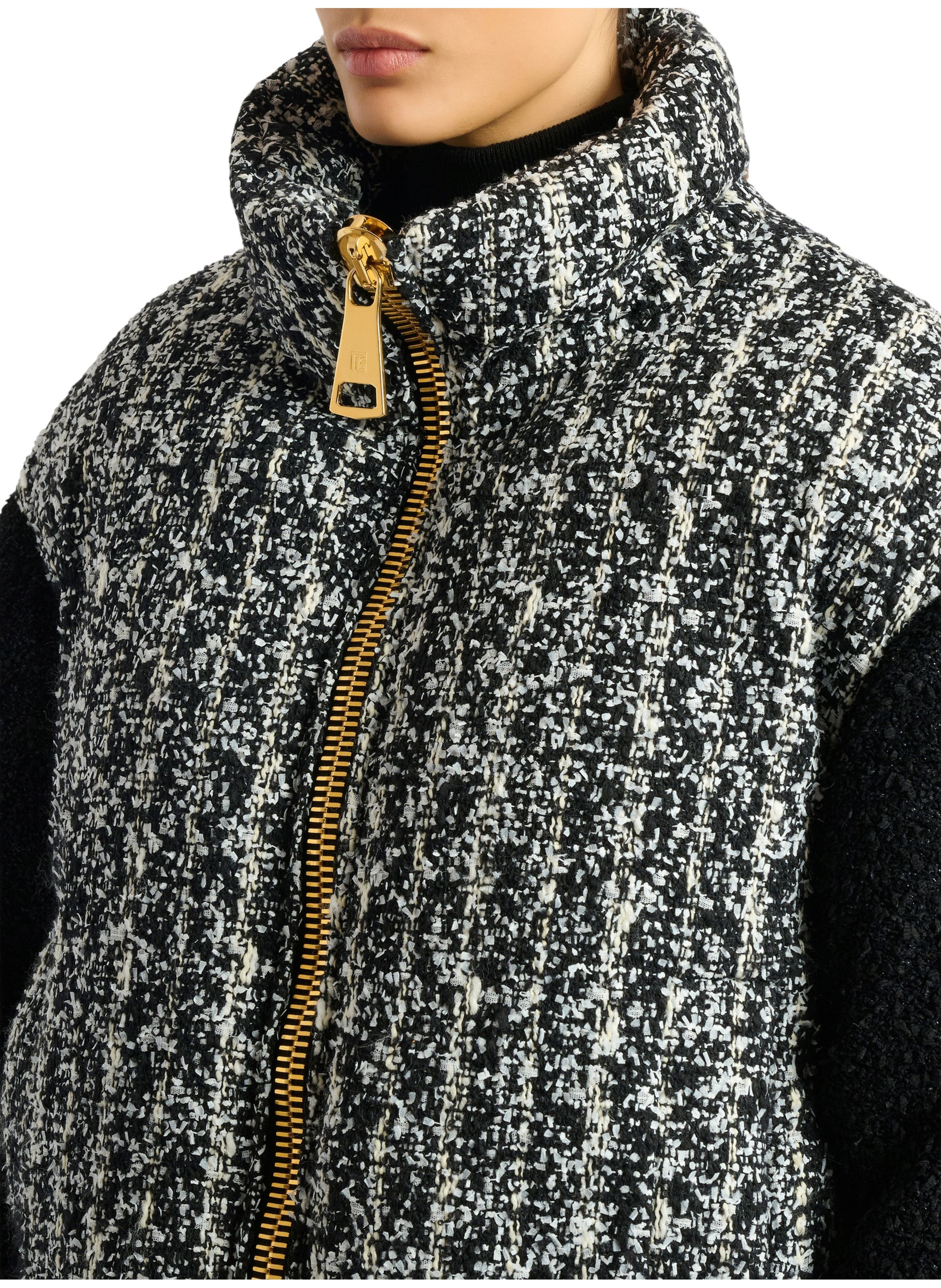 Doudoune en tweed bicolore BALMAIN Noir