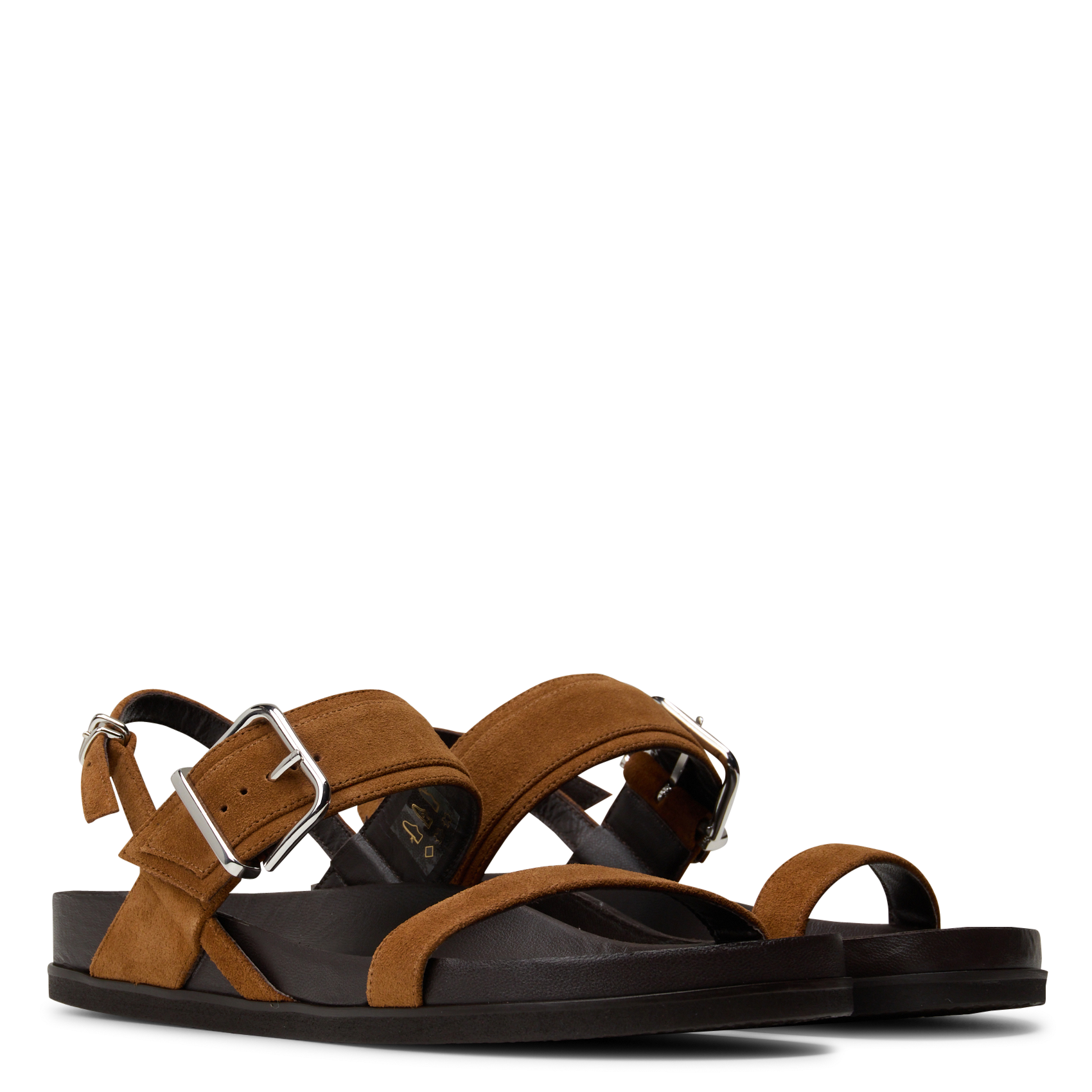 Sandales plates en cuir n°218 RIVECOUR Marron
