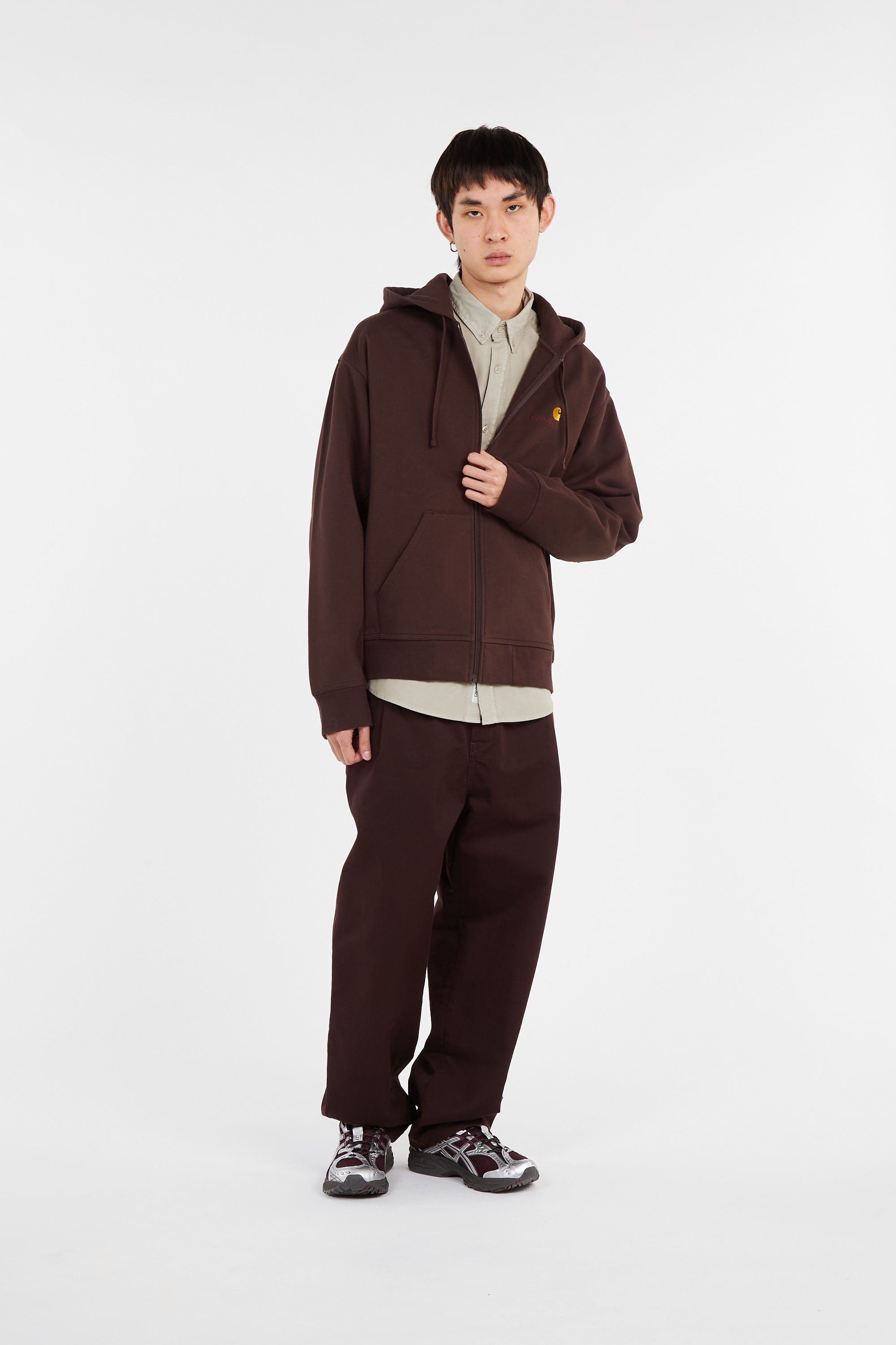 Sweatshirt zippé hooded american script CARHARTT WIP Marron