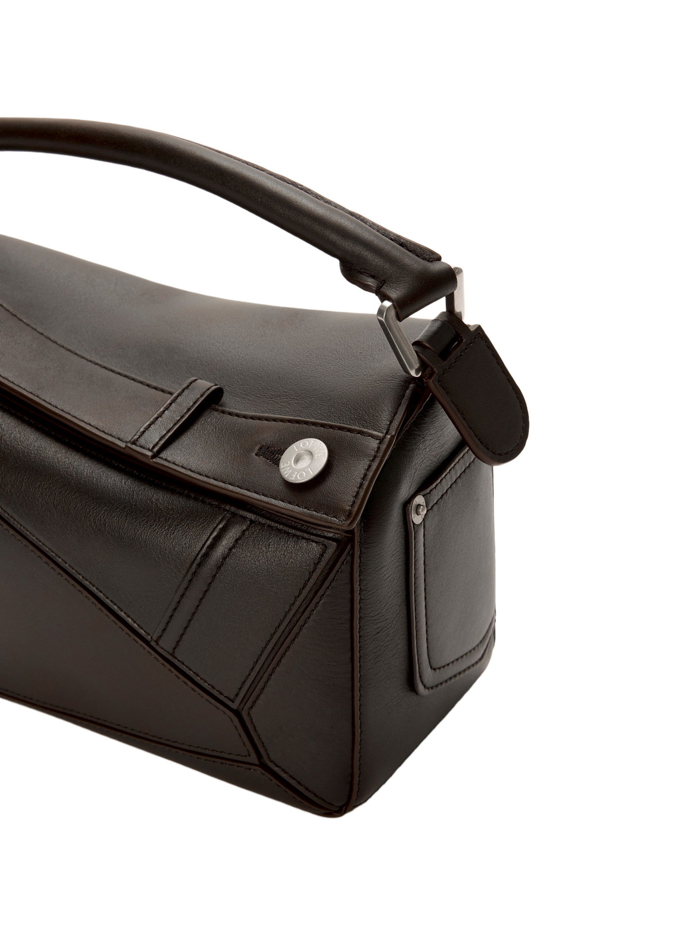 Kleine Puzzle Panta Handtasche aus glänzendem Kalbsleder LOEWE Braun
