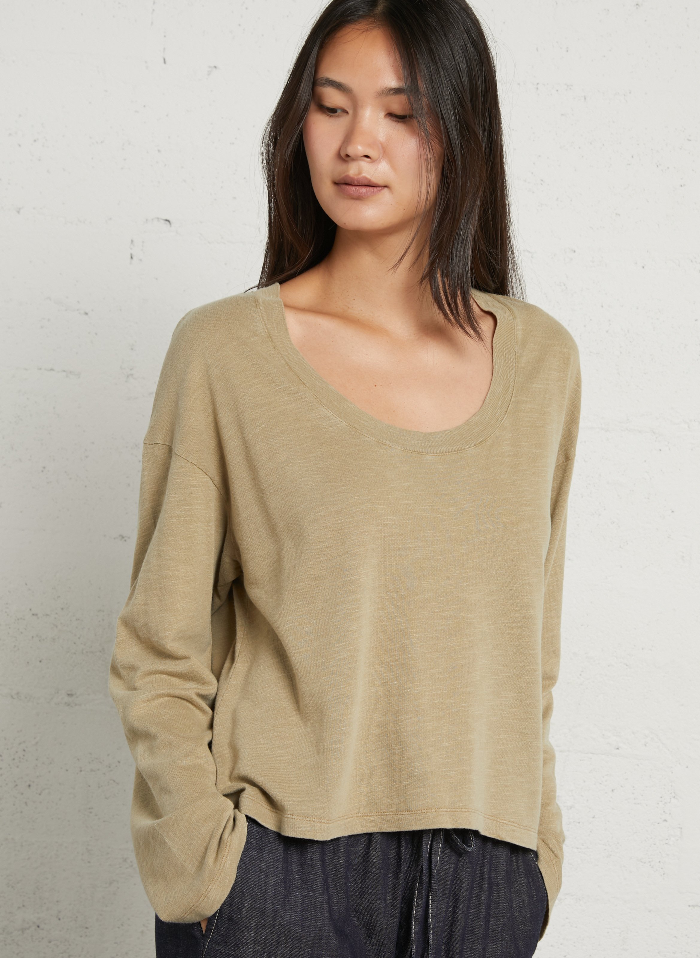 Tee-shirt manches longues court ample pojy AMERICAN VINTAGE Vert