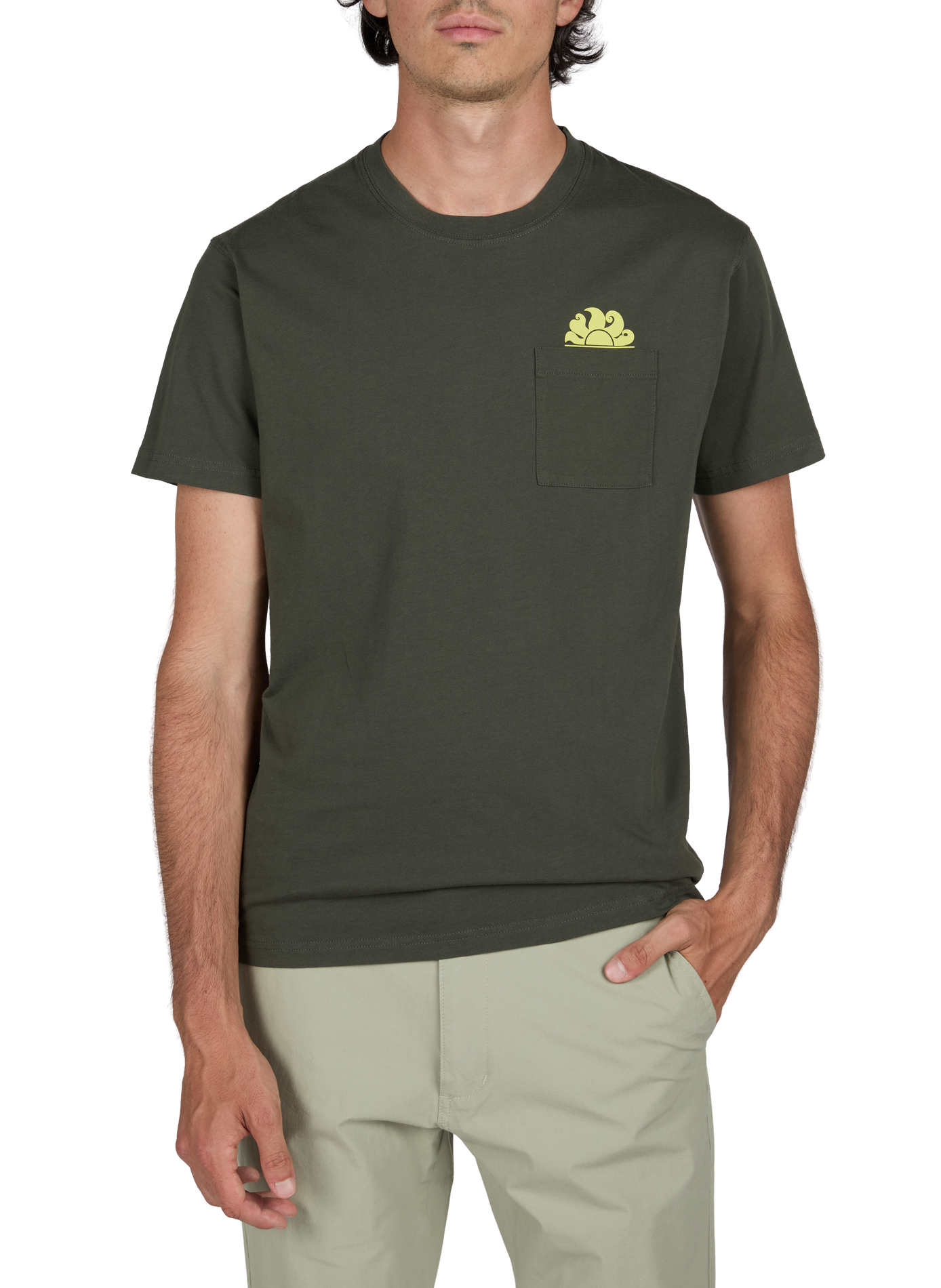 Round neck cotton t-shirt SUNDEK Khaki